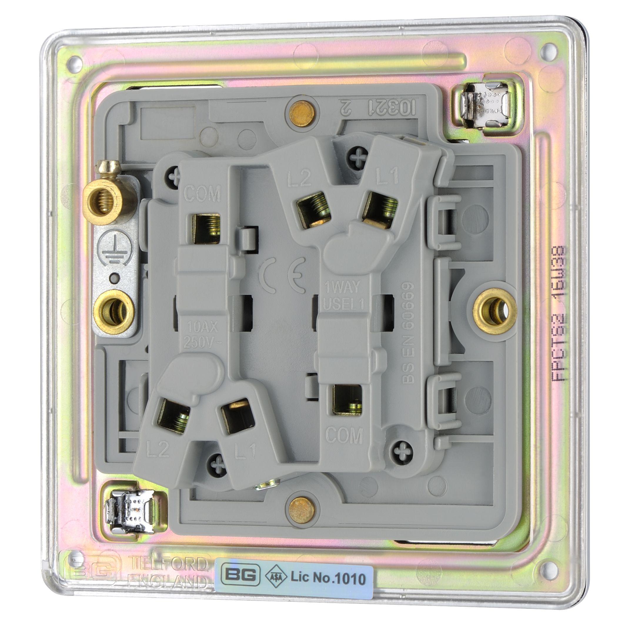 Colours Chrome 10A 2 way 2 gang Flat Toggle Screwless Switch