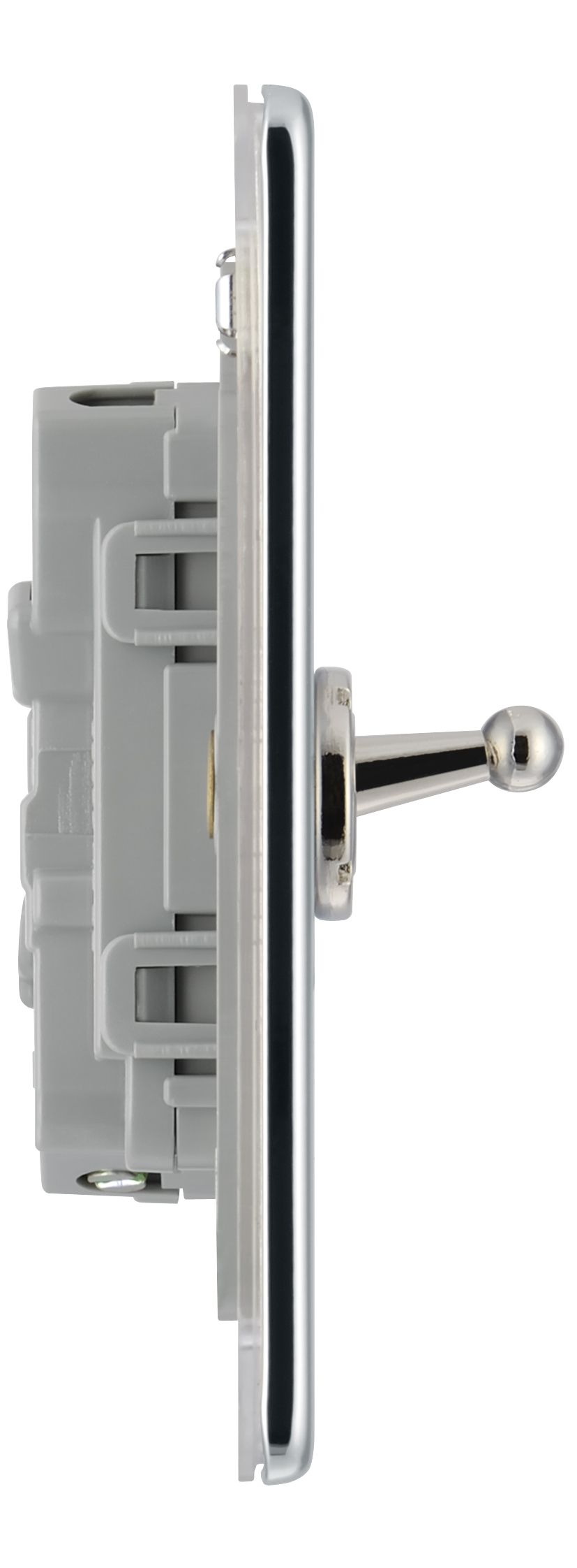 Colours Chrome 10A 2 way 2 gang Flat Toggle Screwless Switch