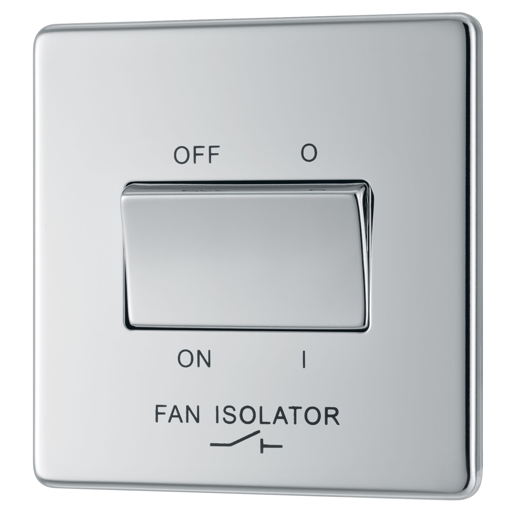Colours Chrome 10A Low profile Fan isolator Screwless Switch
