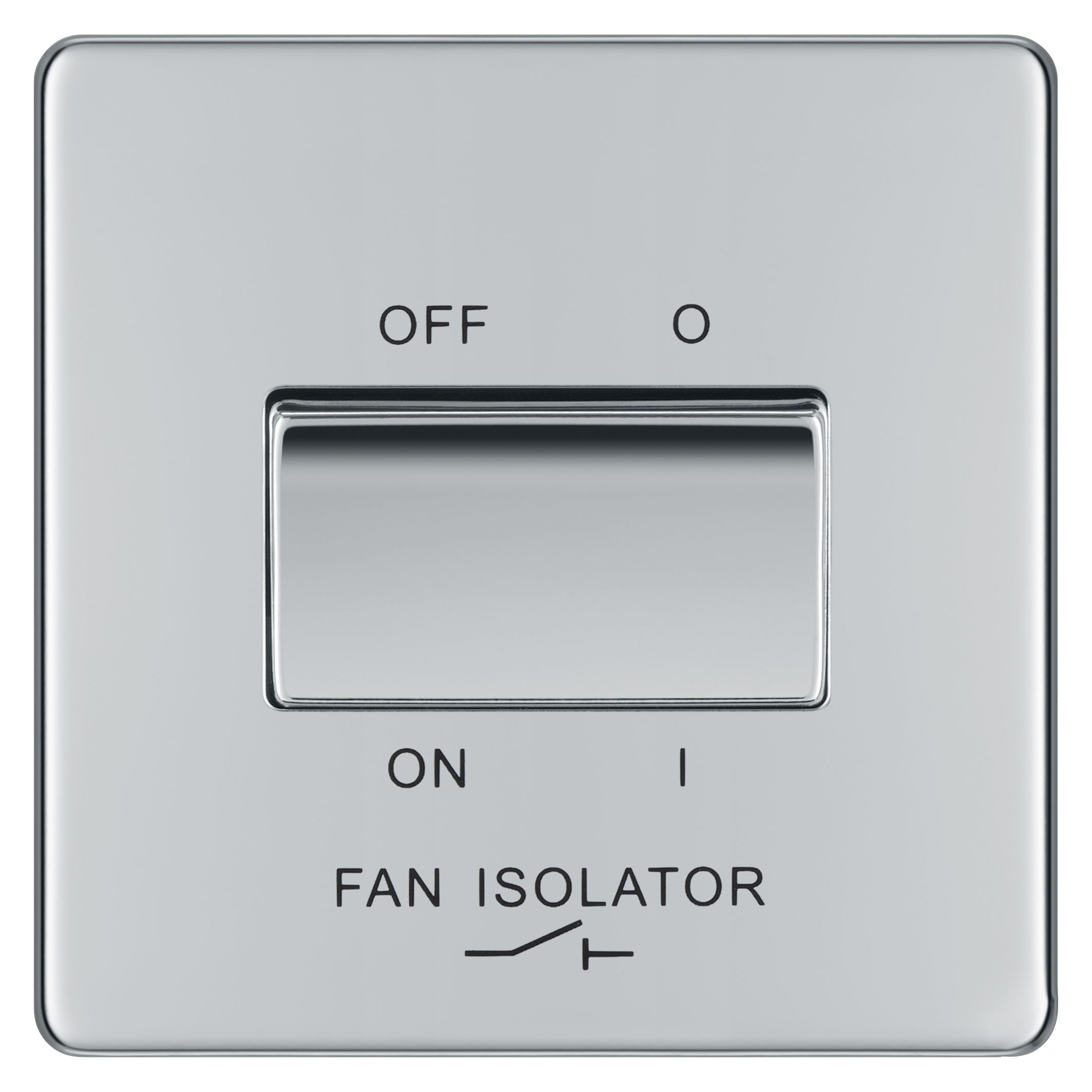 Colours Chrome 10A Low profile Fan isolator Screwless Switch