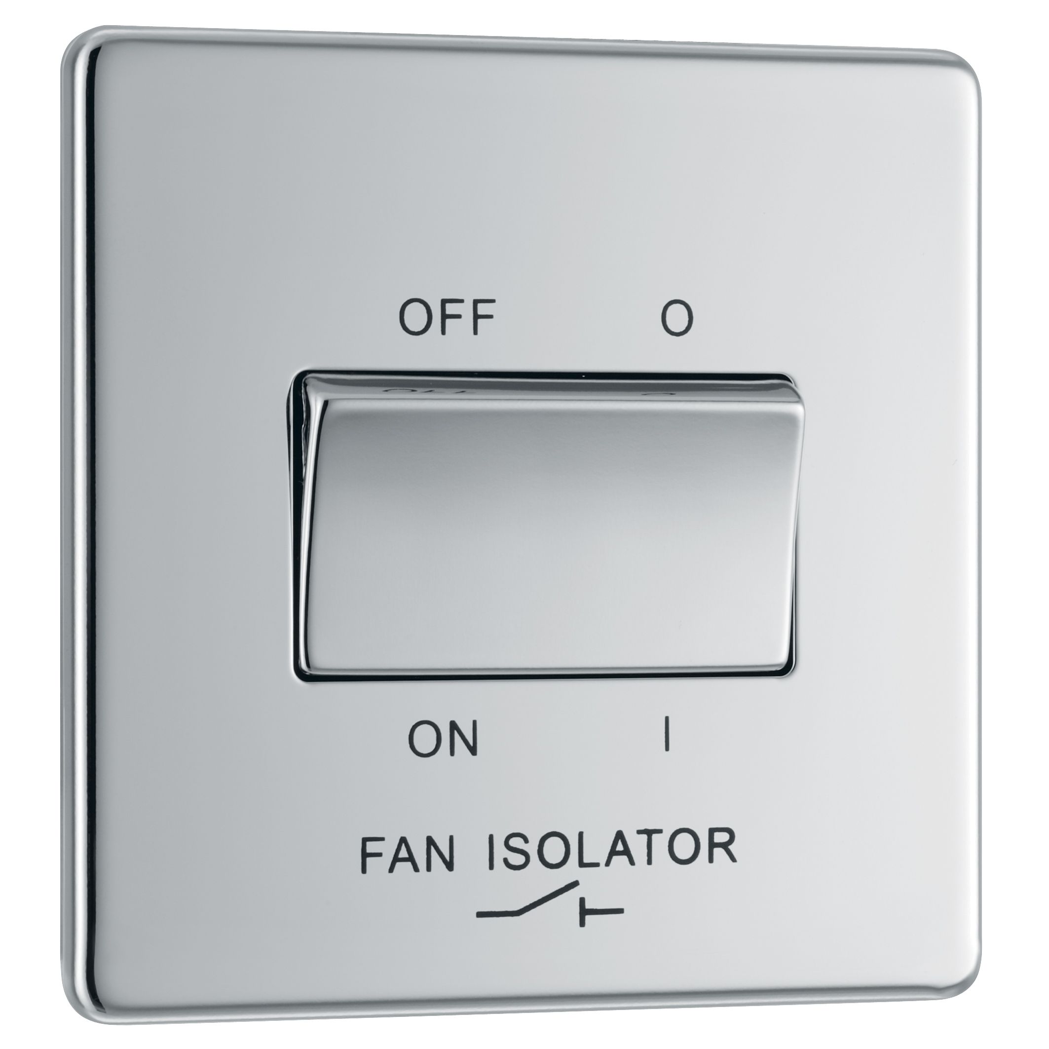 Colours Chrome 10A Low profile Fan isolator Screwless Switch