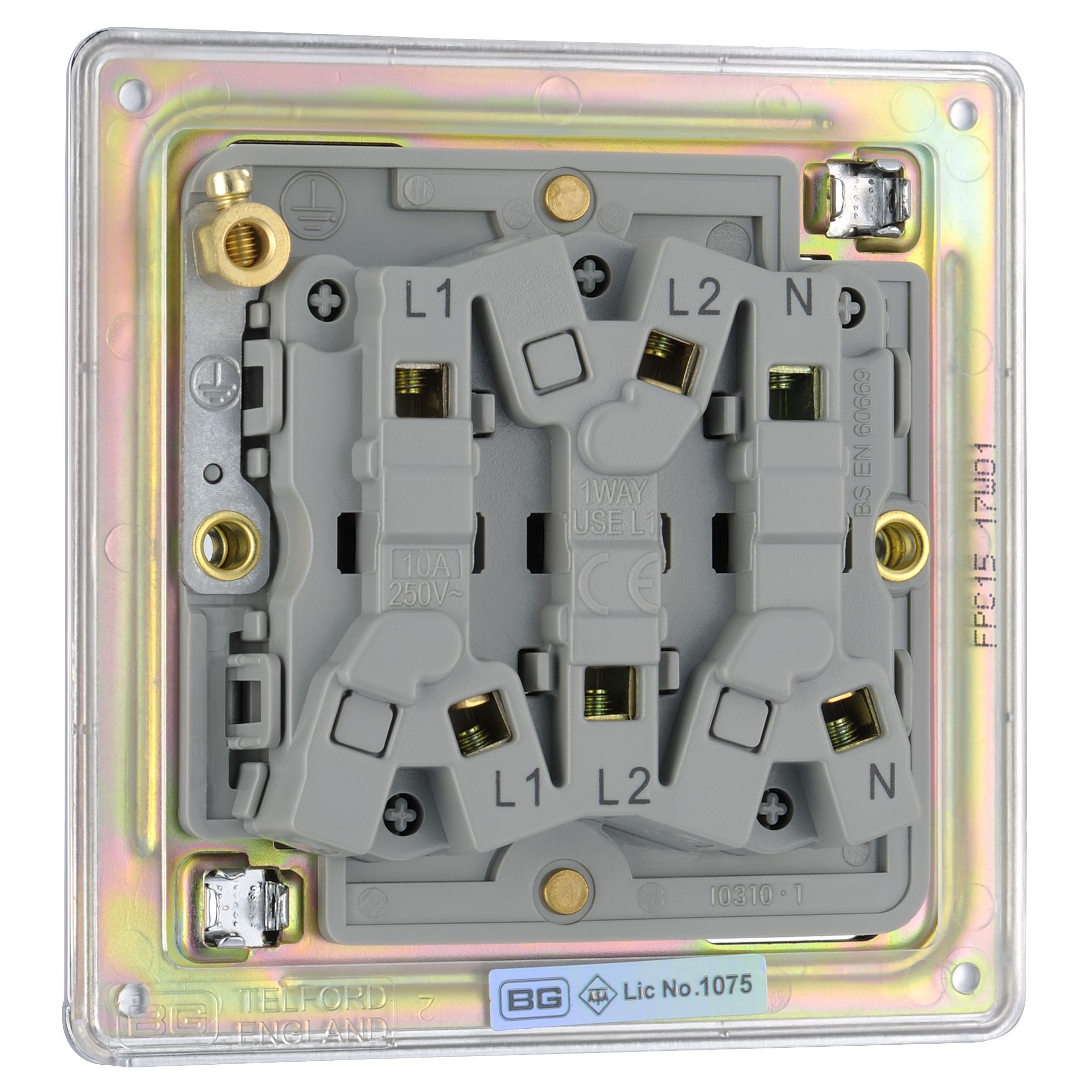 Colours Chrome 10A Low profile Fan isolator Screwless Switch