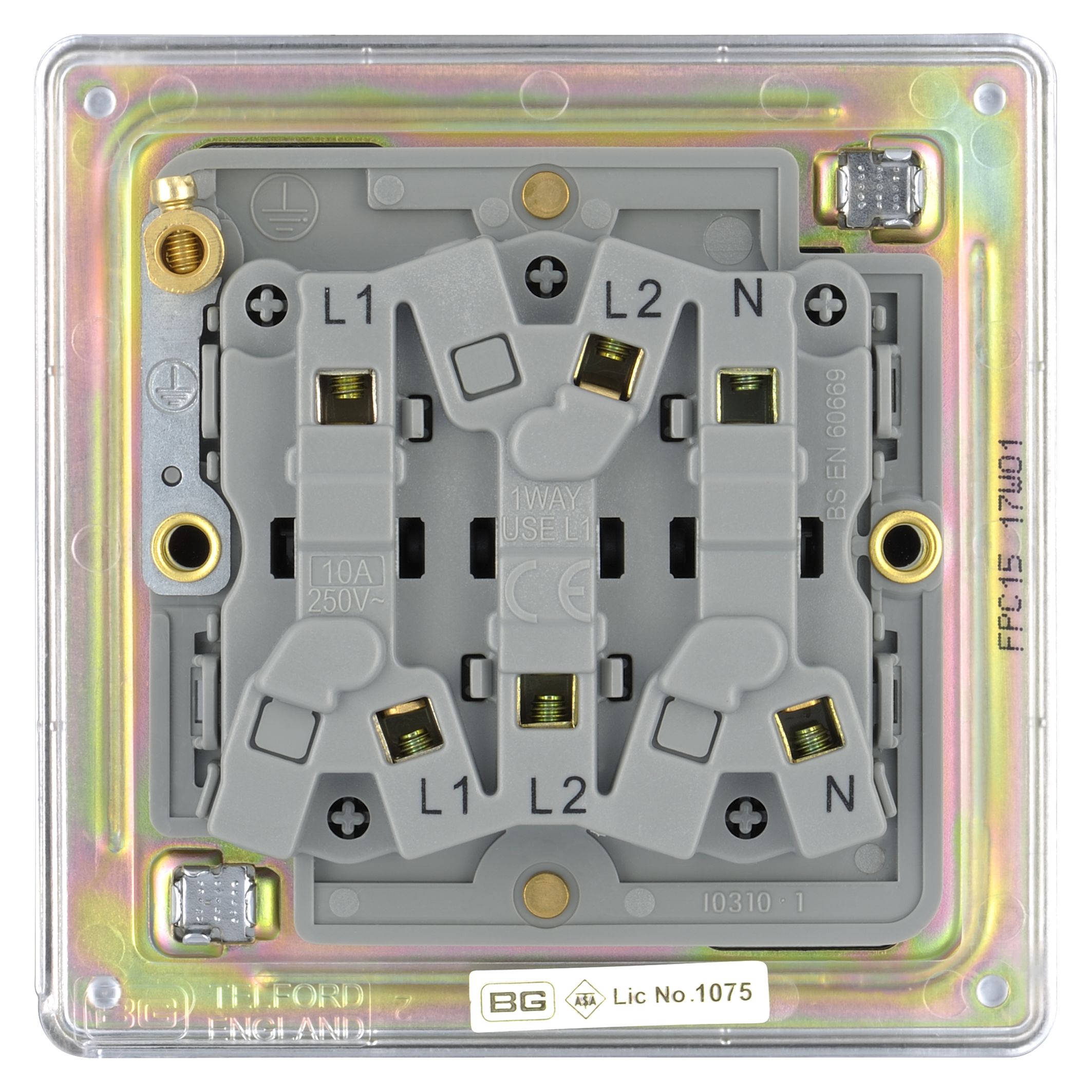 Colours Chrome 10A Low profile Fan isolator Screwless Switch