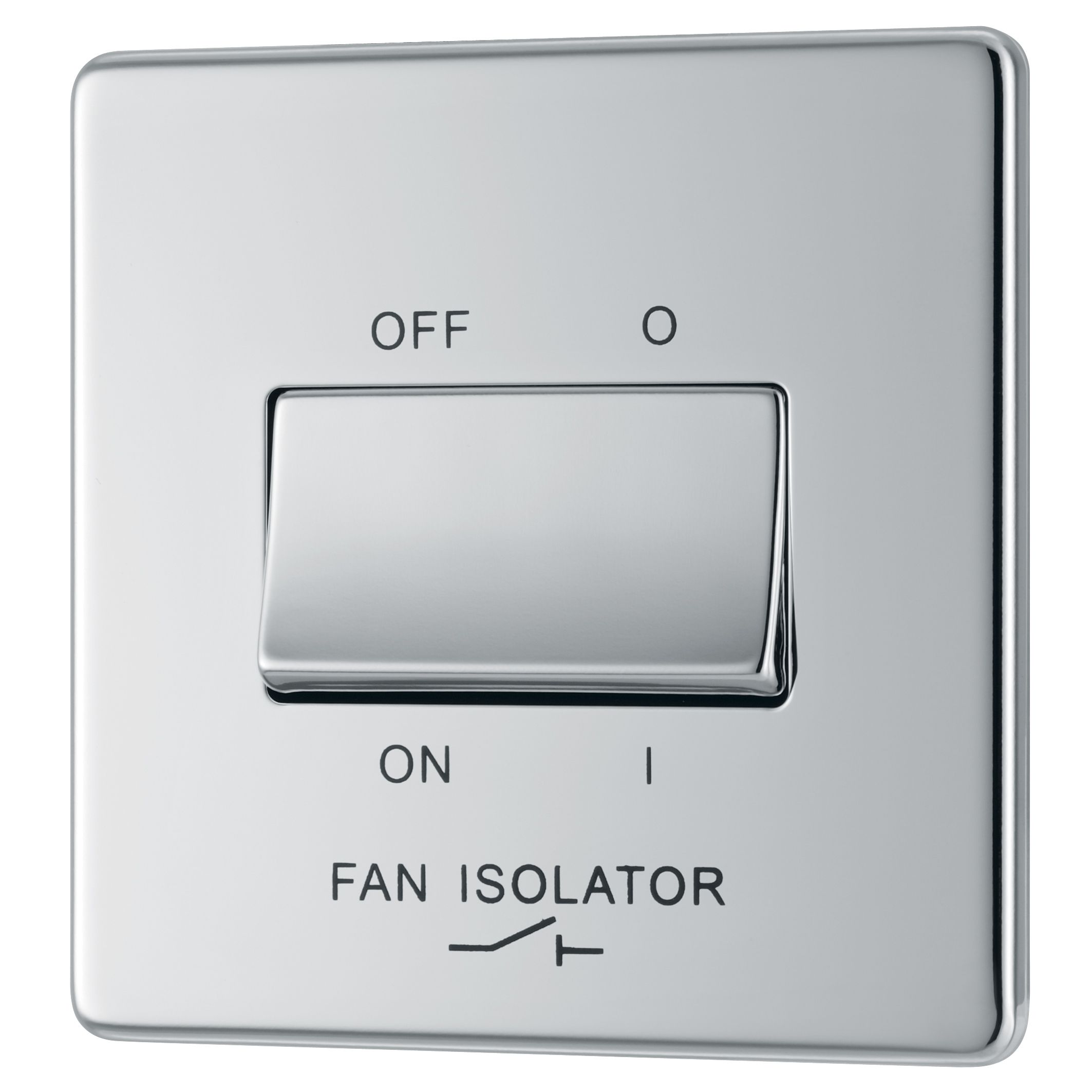 Colours Chrome 10A Low profile Fan isolator Screwless Switch