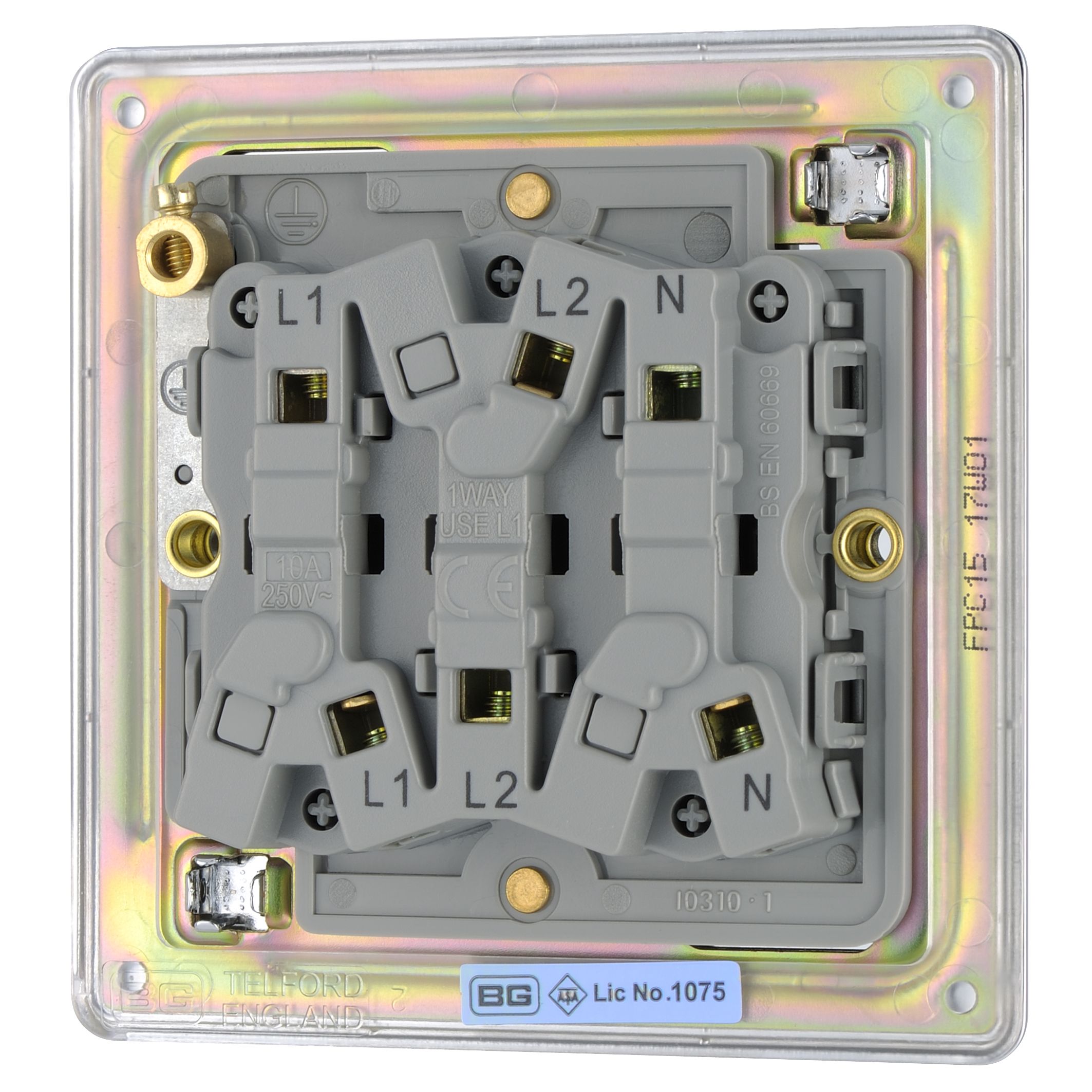 Colours Chrome 10A Low profile Fan isolator Screwless Switch