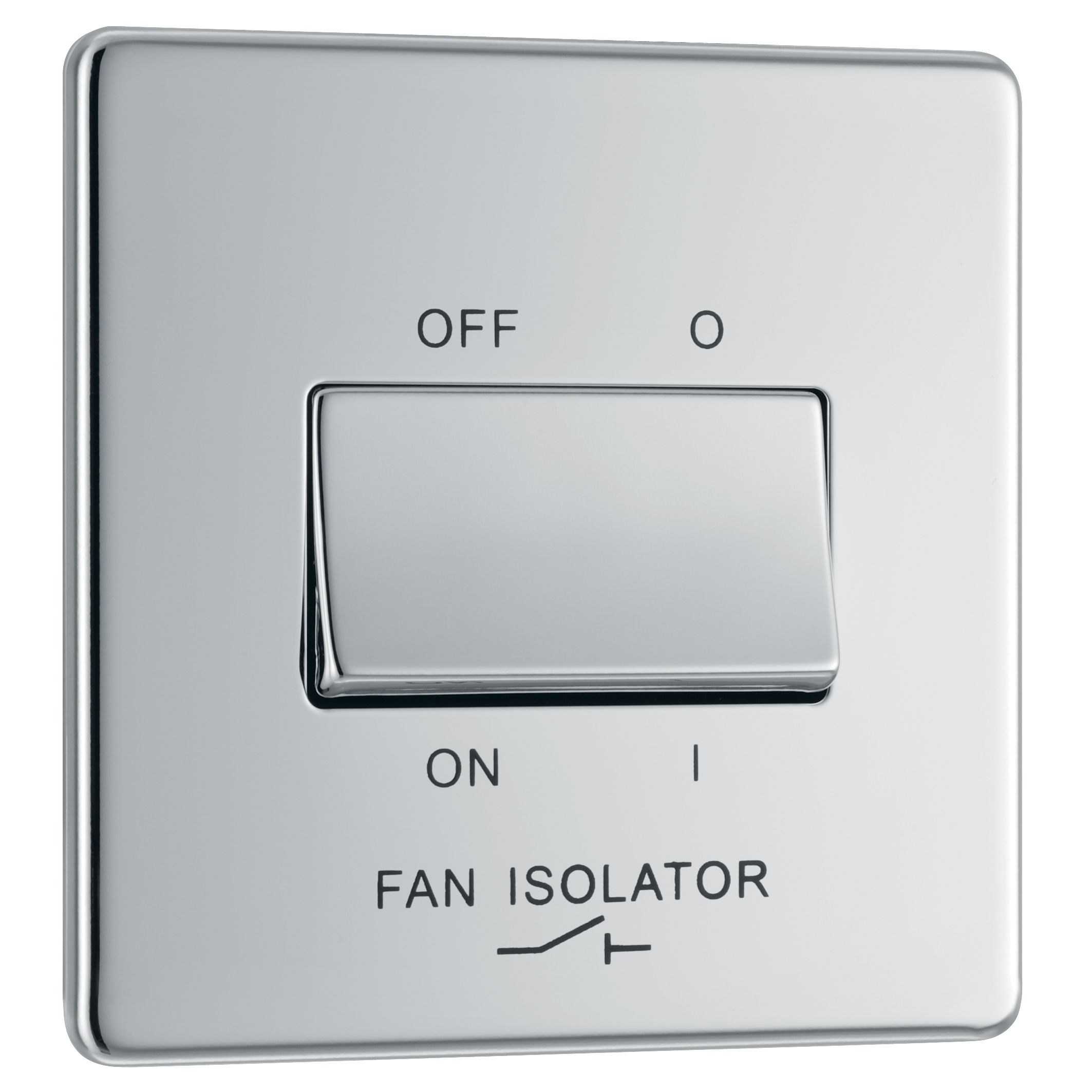 Colours Chrome 10A Low profile Fan isolator Screwless Switch