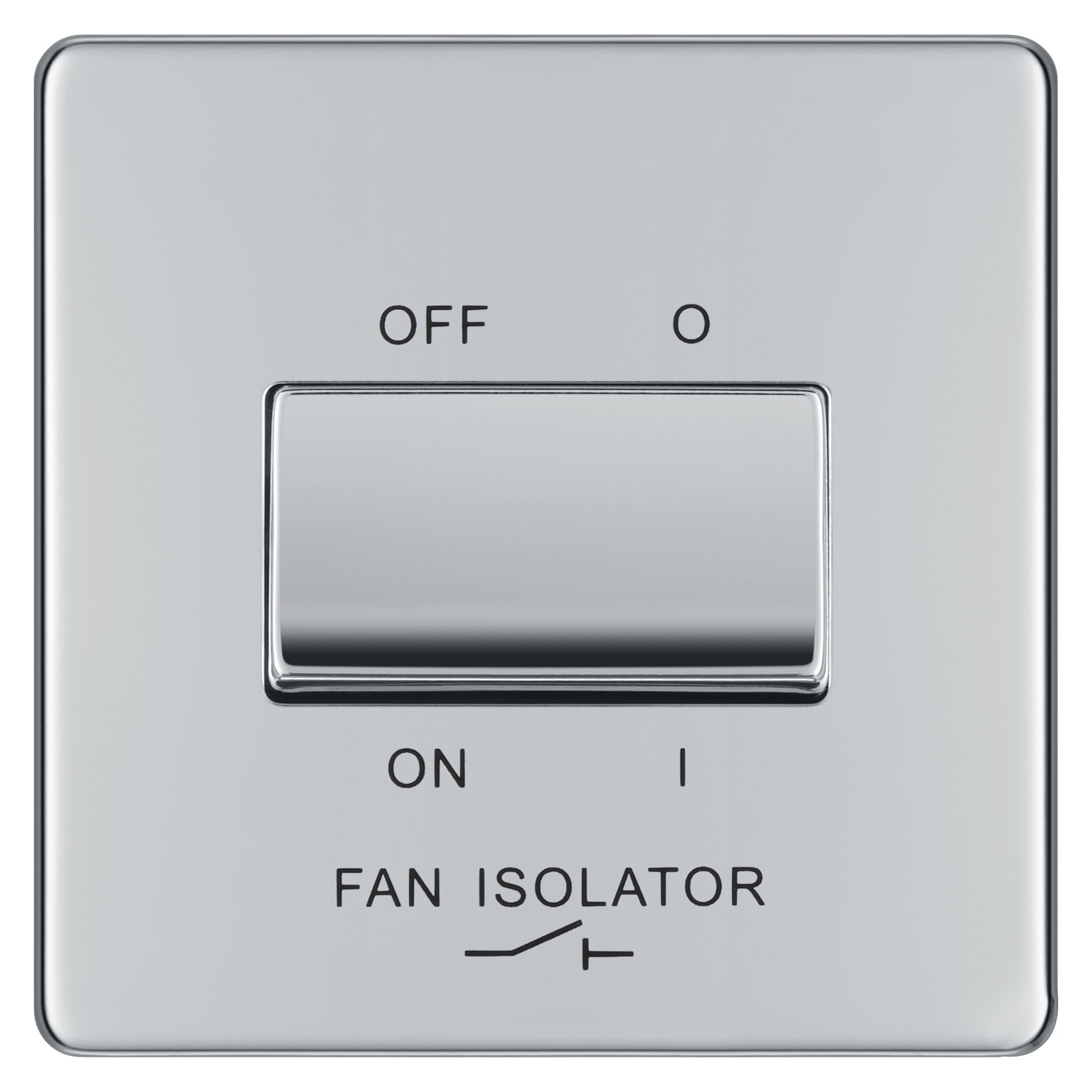 Colours Chrome 10A Low profile Fan isolator Screwless Switch