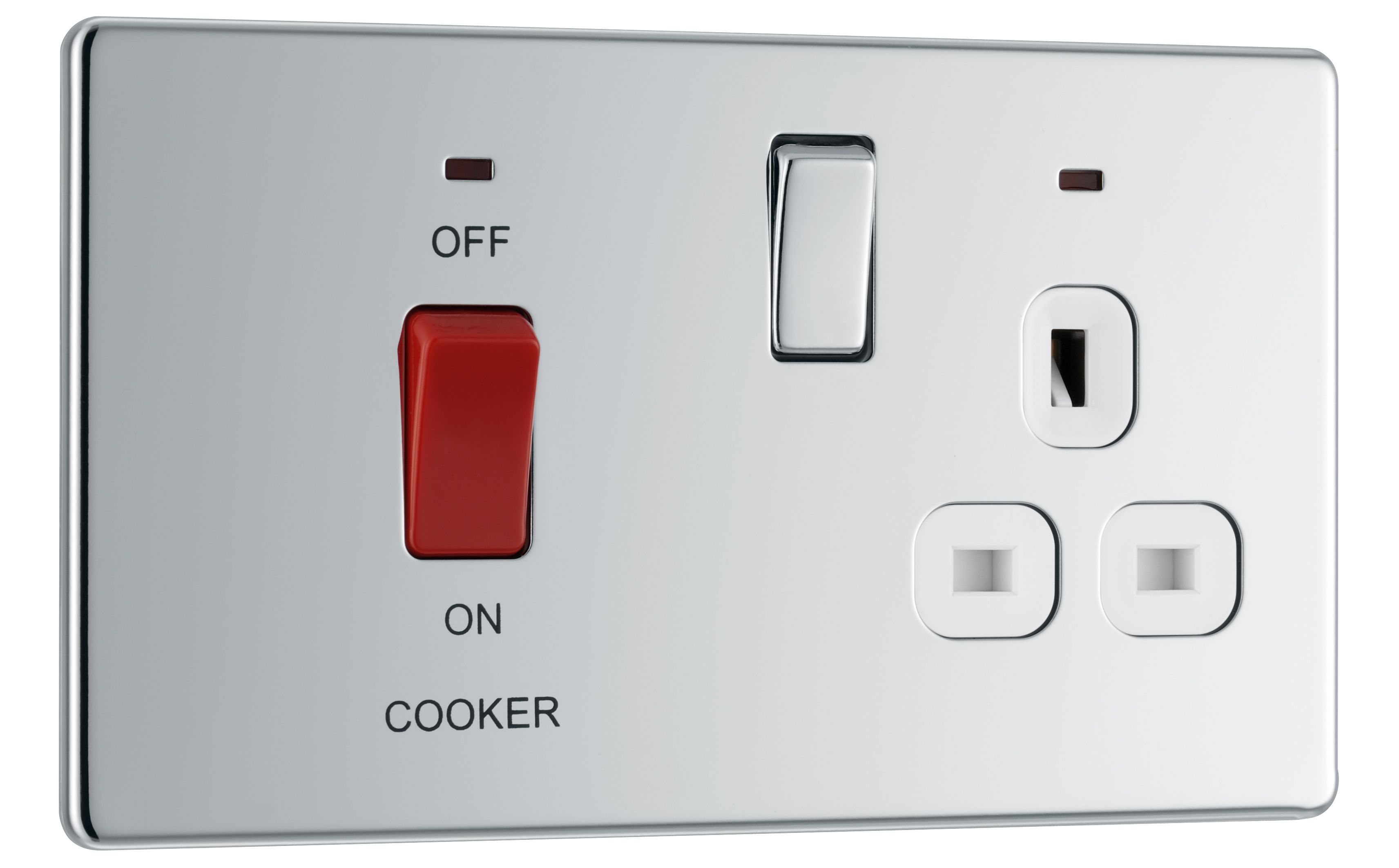 Colours Chrome 45A 2 gang Flat Cooker Screwless Switch