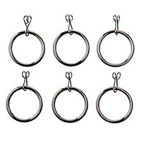 Colours Chrome effect Curtain ring (Dia)16mm, Pack of 6
