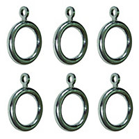 Colours Chrome effect Curtain ring (Dia)19mm, Pack of 6