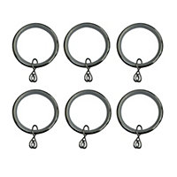 Colours Chrome effect Curtain ring (Dia)28mm, Pack of 6