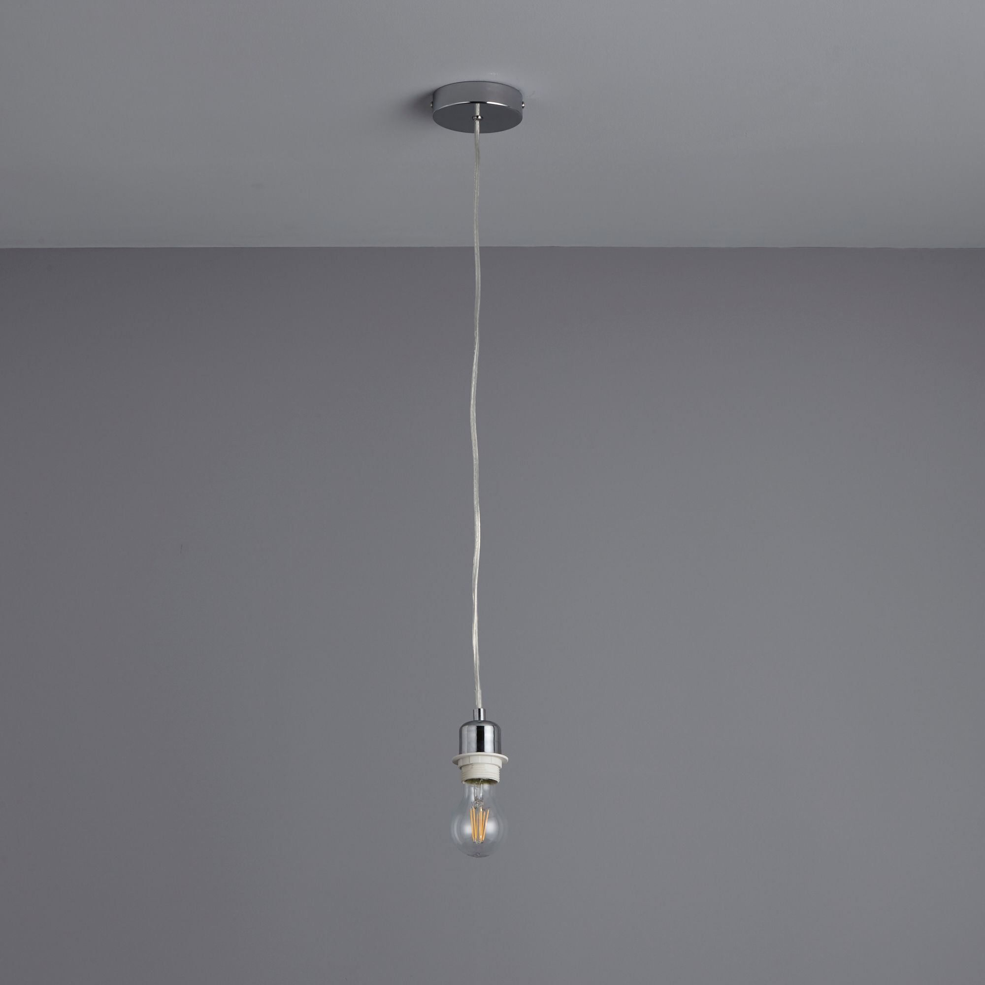Colours Chrome effect E27 Cable light set (L)1.5m