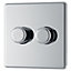 Colours Chrome Flat profile Double 2 way Screwless Dimmer switch