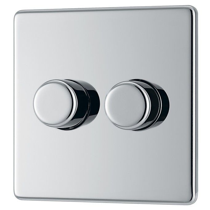 Colours Chrome Flat profile Double 2 way Screwless Dimmer switch
