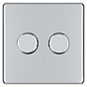 Colours Chrome Flat profile Double 2 way Screwless Dimmer switch