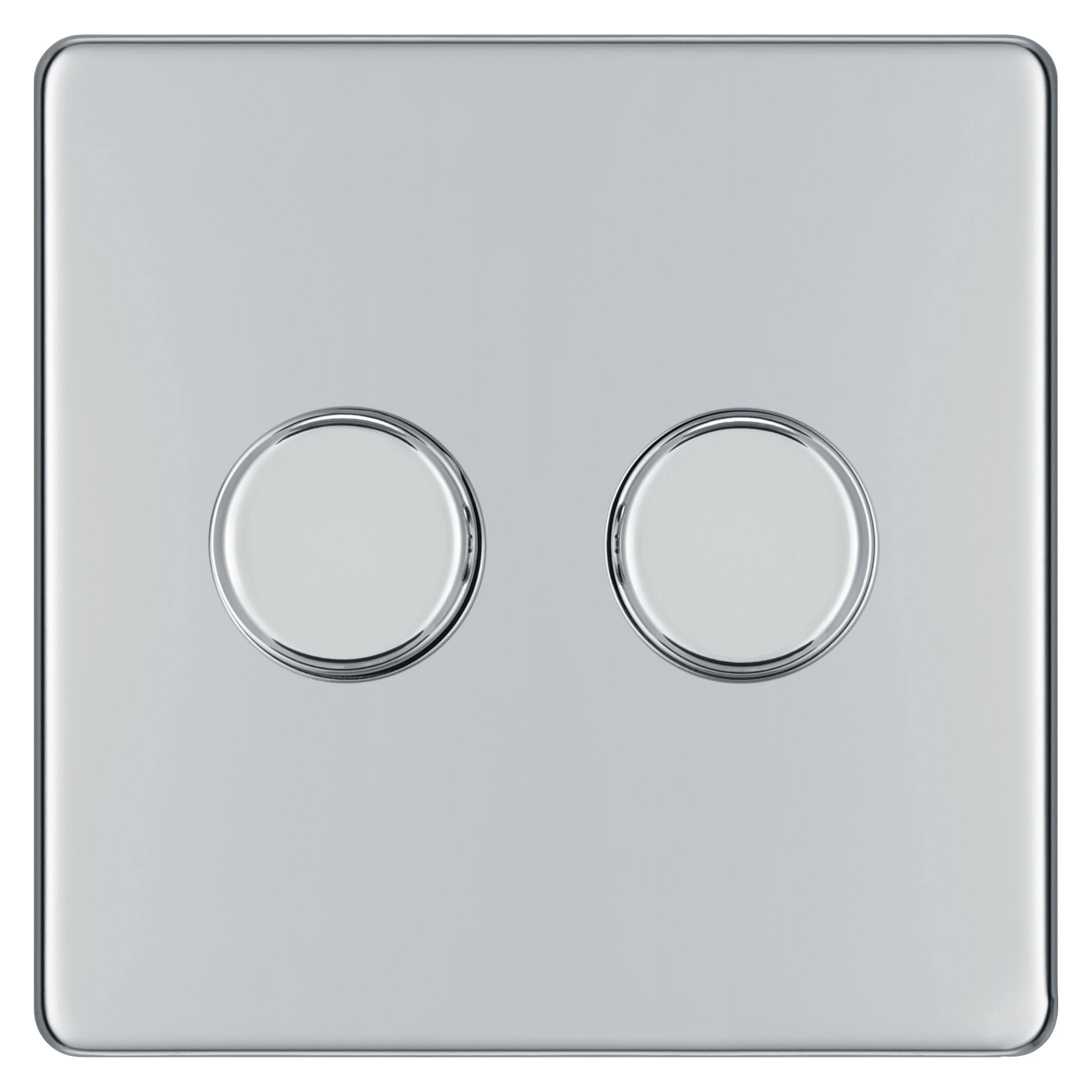 Colours Chrome Flat profile Double 2 way Screwless Dimmer switch