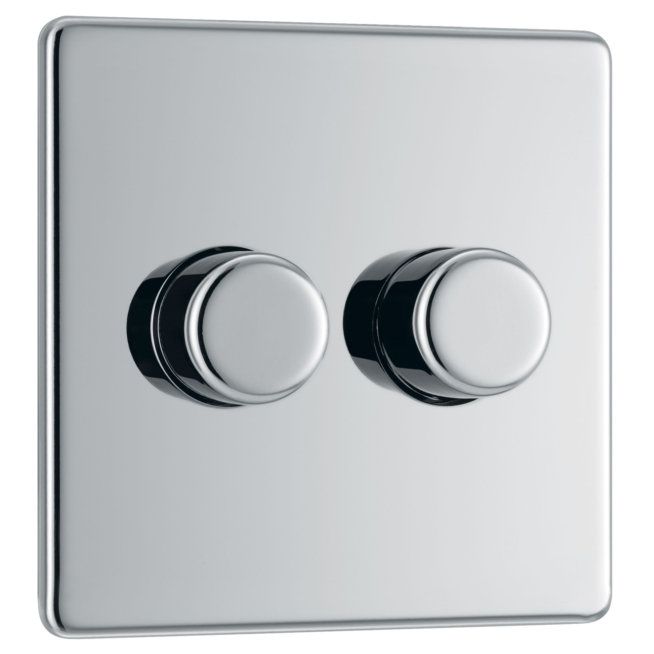 Colours Chrome Flat profile Double 2 way Screwless Dimmer switch