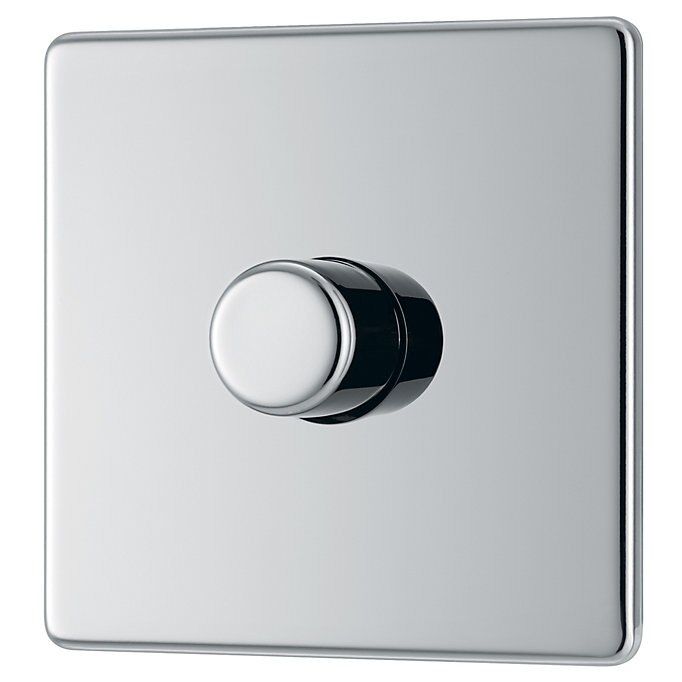 Colours Chrome Flat profile Single 2 way Screwless Dimmer switch