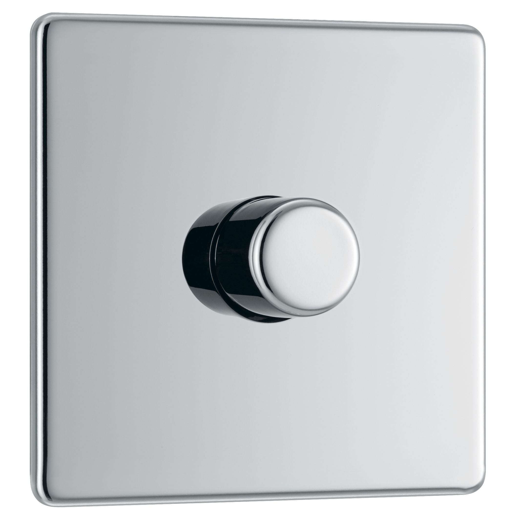 Colours Chrome Flat profile Single 2 way Screwless Dimmer switch