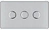 Colours Chrome Flat profile Triple 2 way Screwless Dimmer switch