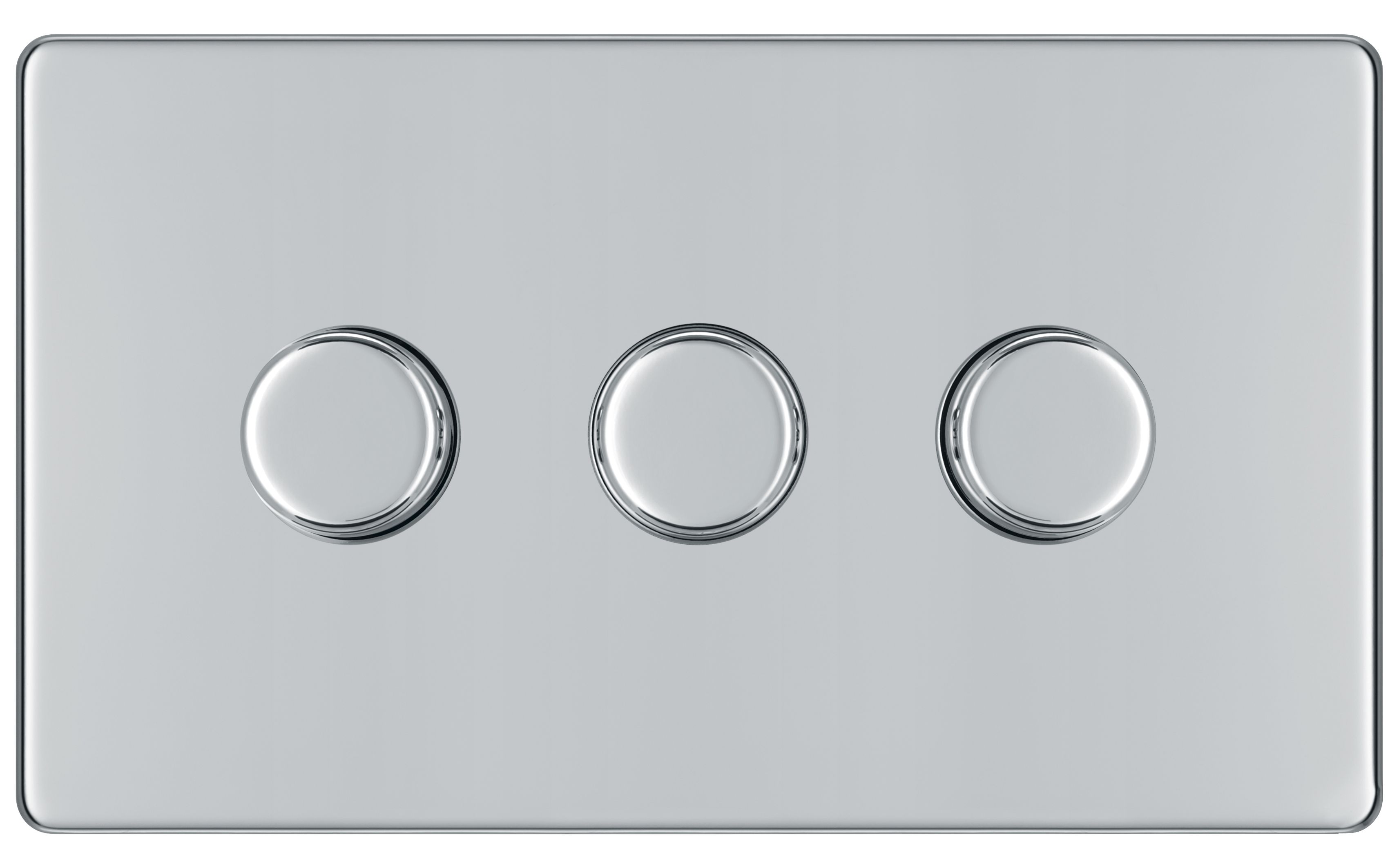 Colours Chrome Flat profile Triple 2 way Screwless Dimmer switch