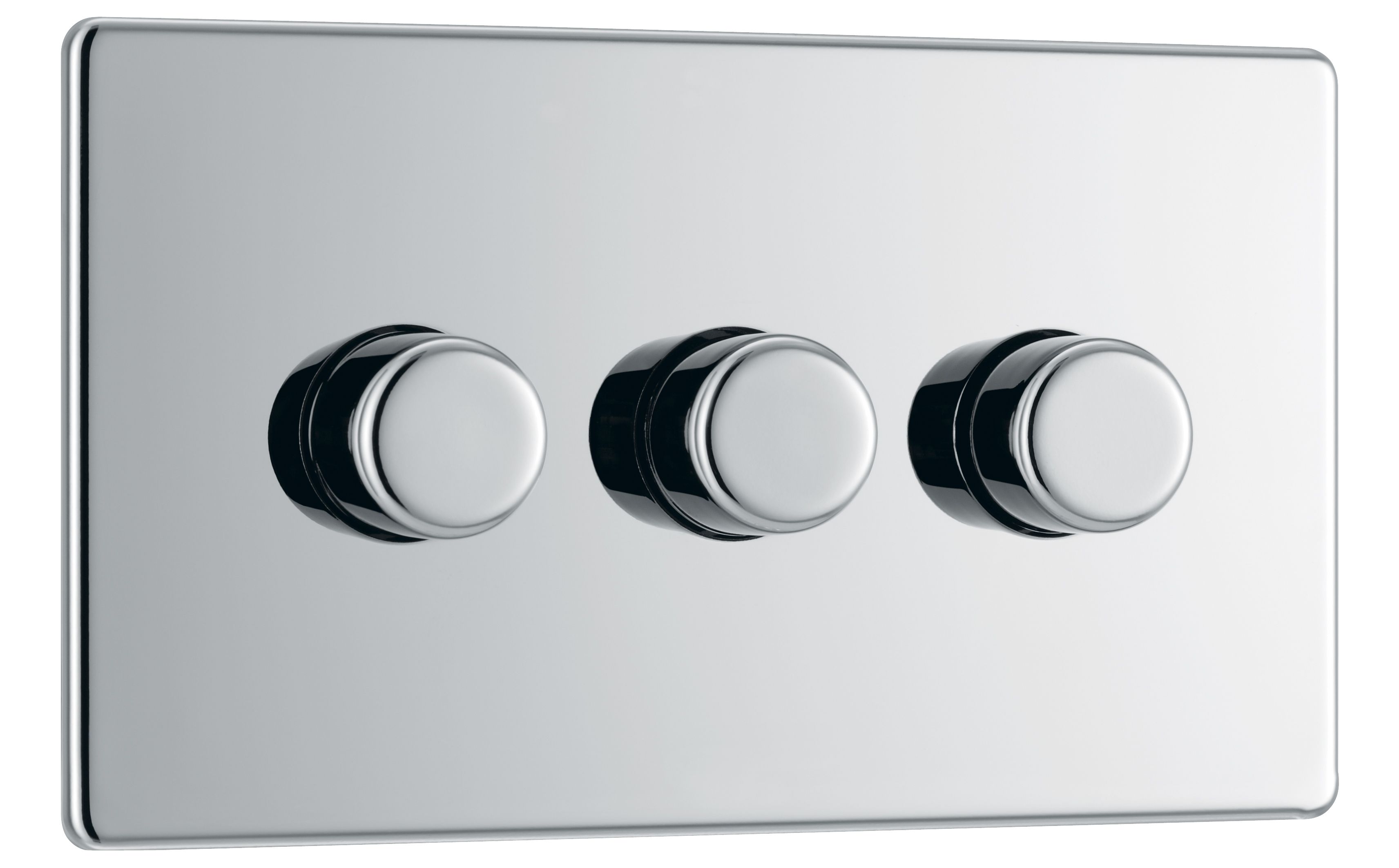 Colours Chrome Flat profile Triple 2 way Screwless Dimmer switch