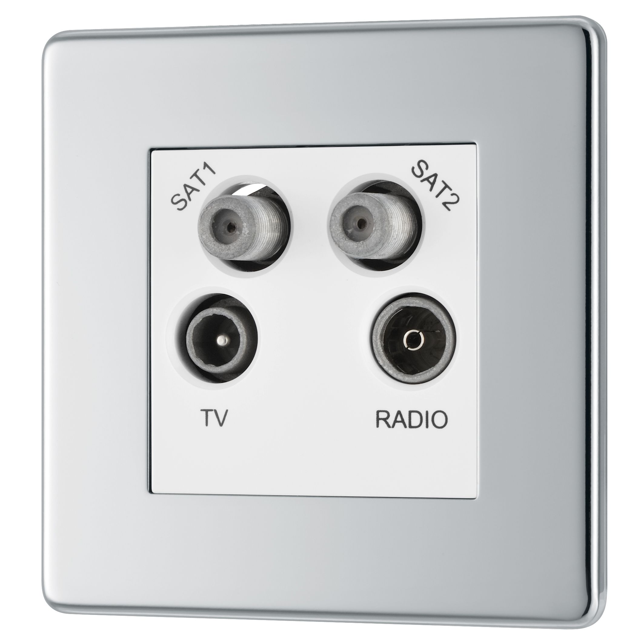 Colours Chrome Screwless Coaxial & satellite socket