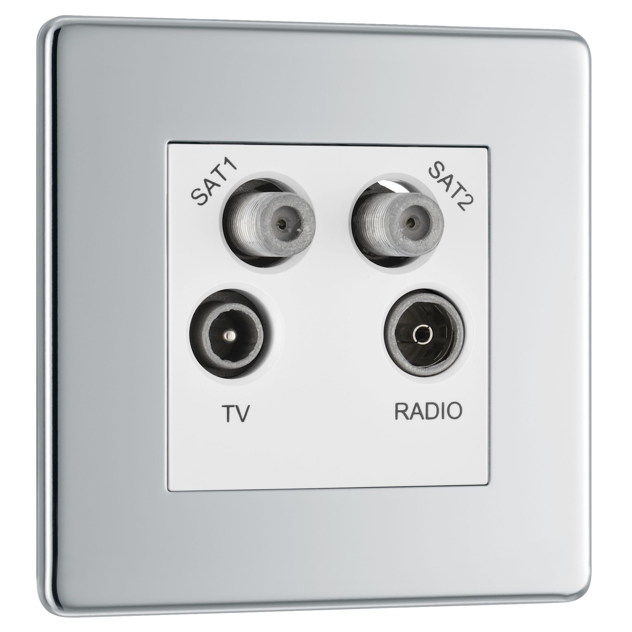 Colours Chrome Screwless Coaxial & satellite socket