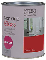 Colours Classic red Gloss Metal & wood paint, 750ml