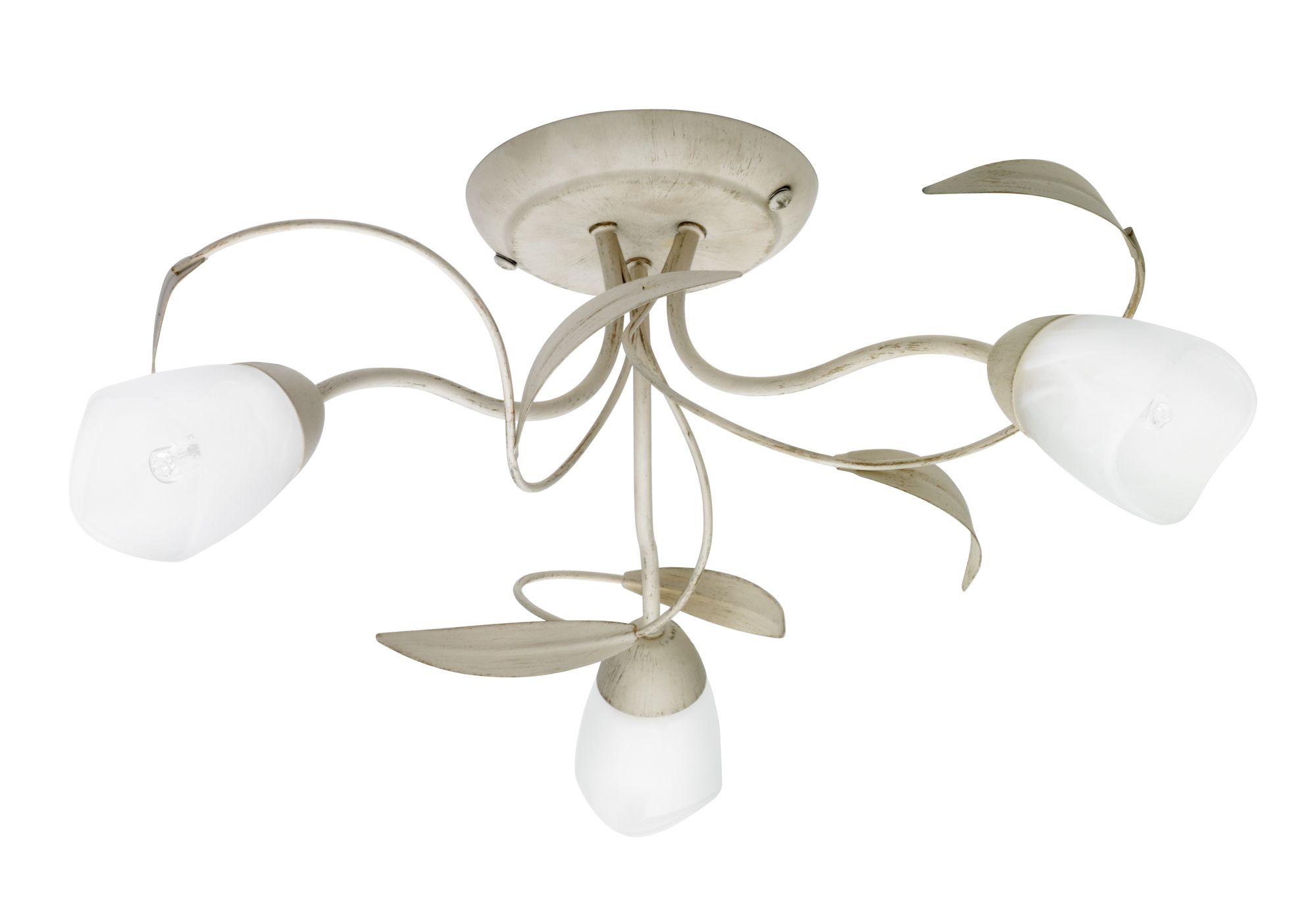 Colours Cloe Brushed Glass & metal Cream 3 Lamp Ceiling light
