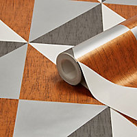 Colours Copper, navy & pewter Mosaic Metallic effect Smooth Wallpaper