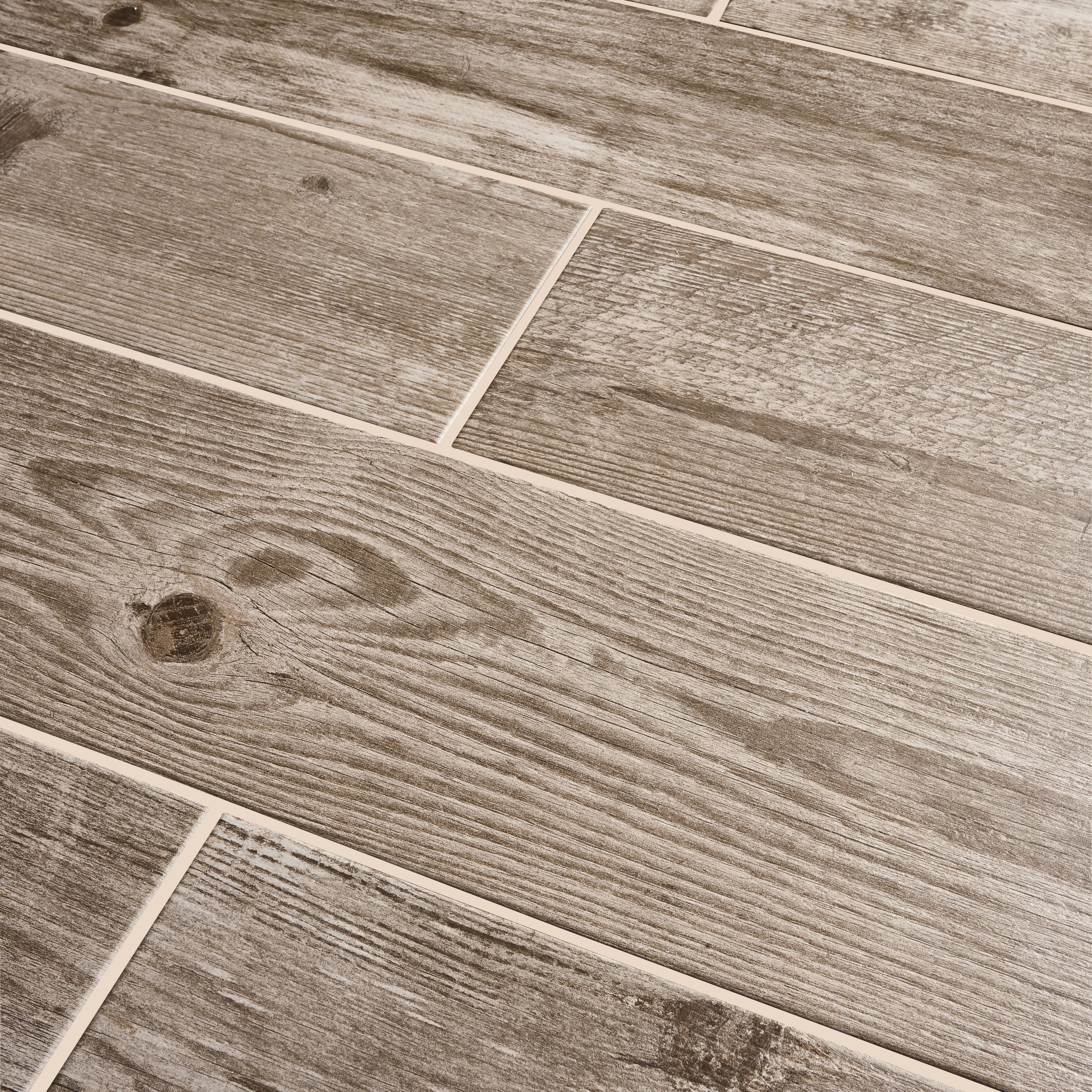 Colours Cotage wood Beige Matt Wood effect Textured Porcelain Indoor Wall & floor Tile, Pack of 4, (L)1200mm (W)200mm
