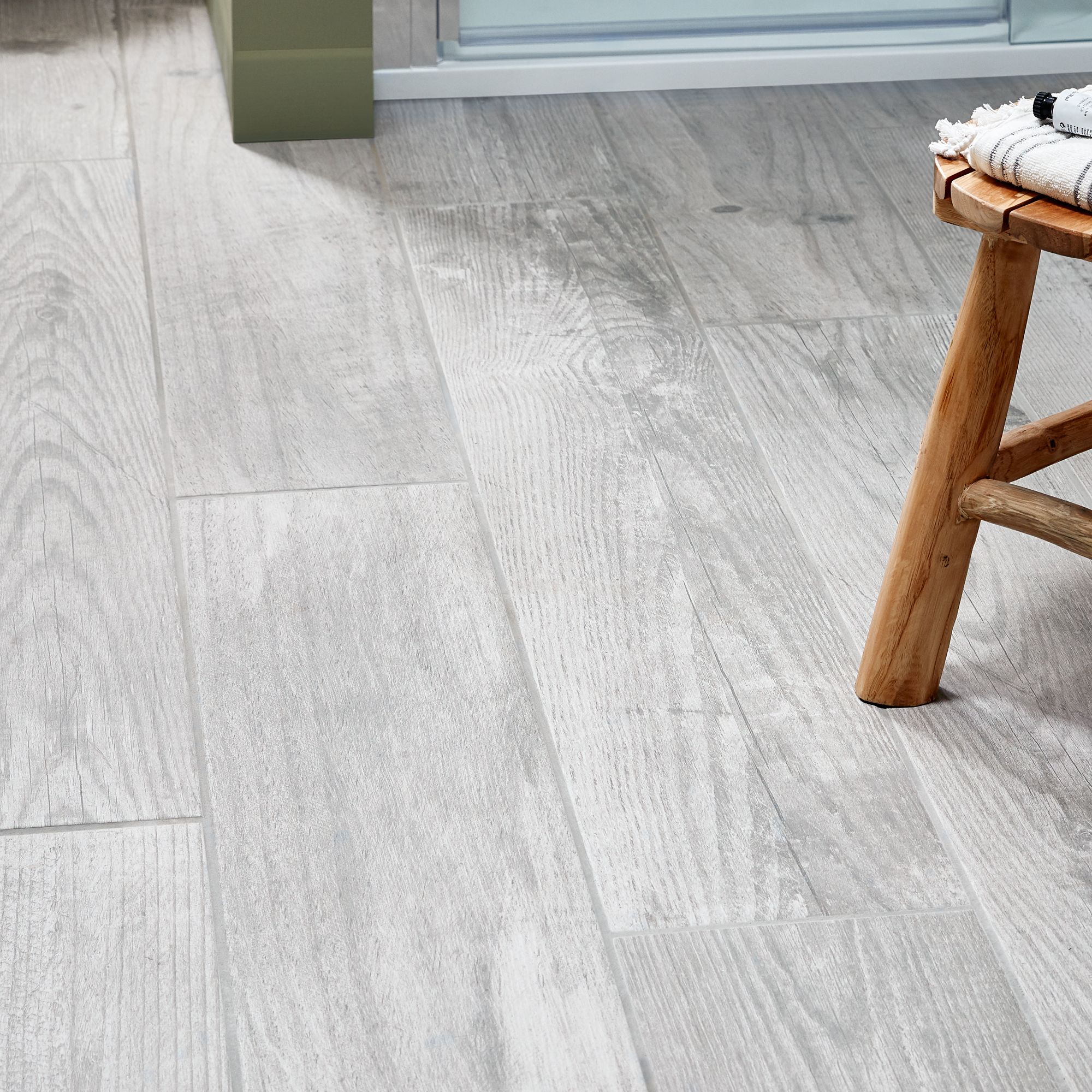 Colours Cotage wood Grey Matt Wood effect Textured Porcelain Indoor Wall & floor Tile, Pack of 4, (L)1200mm (W)200mm