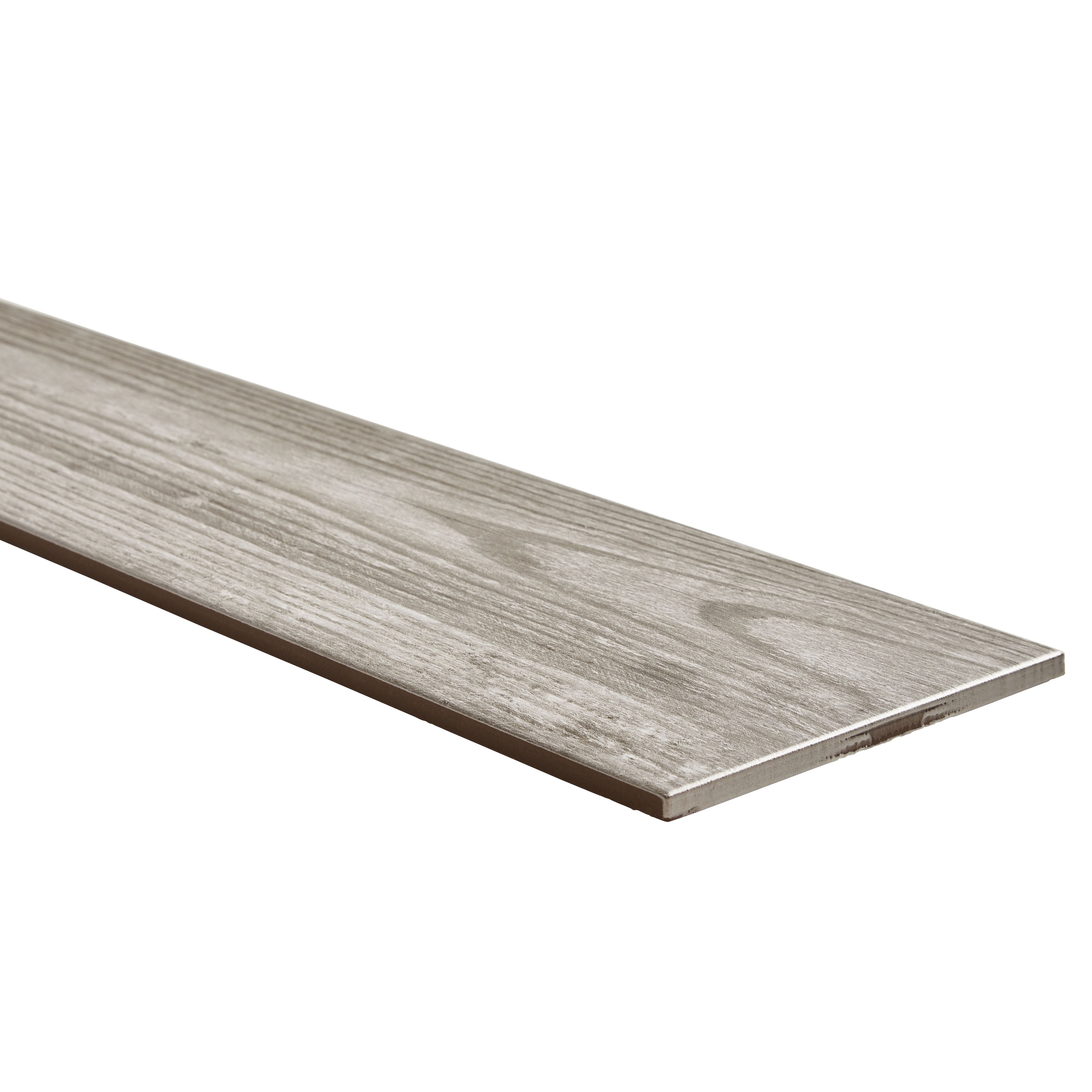 Colours Cotage wood Grey Matt Wood effect Textured Porcelain Indoor Wall & floor Tile, Pack of 4, (L)1200mm (W)200mm
