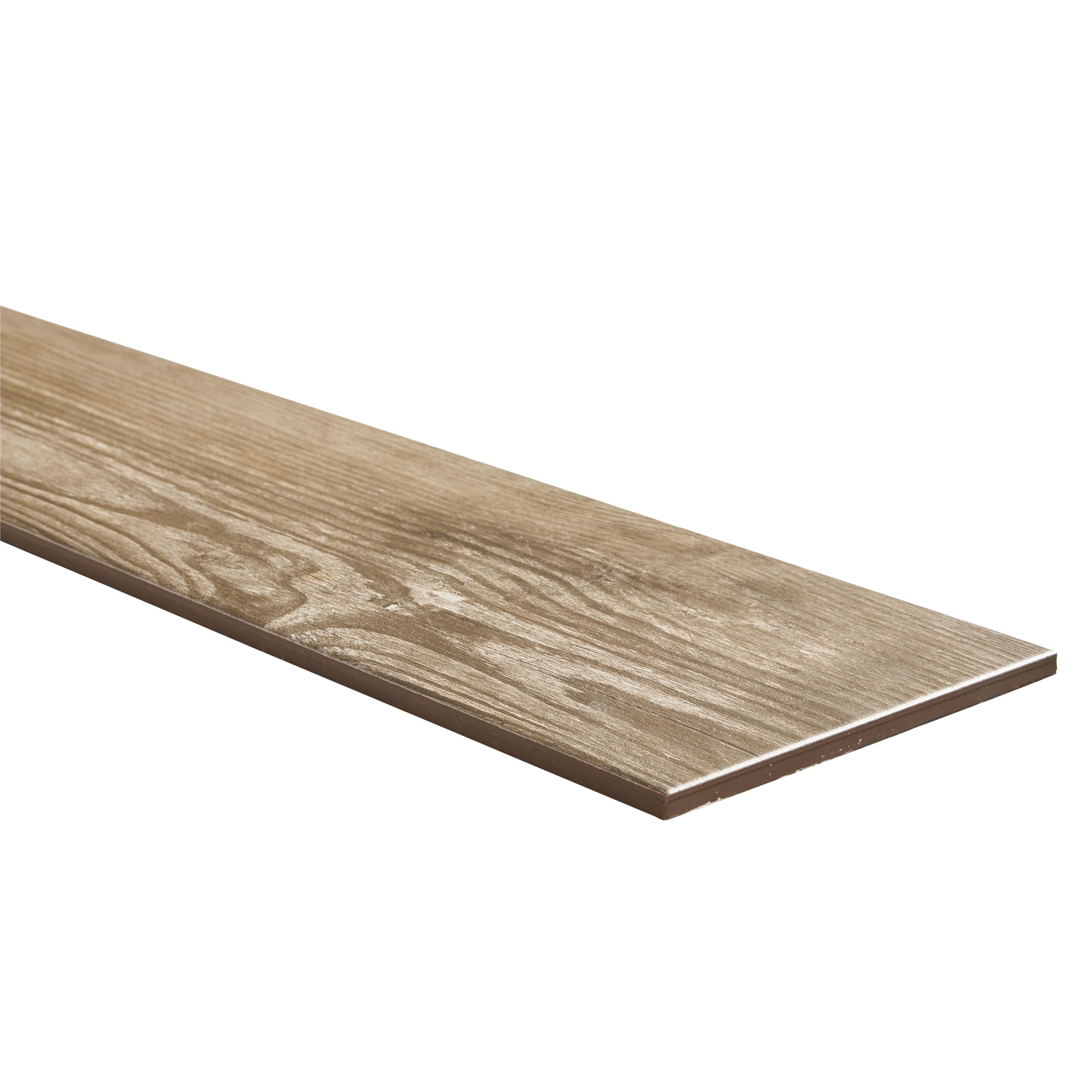 Colours Cotage wood Light brown Matt Wood effect Textured Porcelain Indoor Wall & floor Tile, Pack of 4, (L)1200mm (W)200mm
