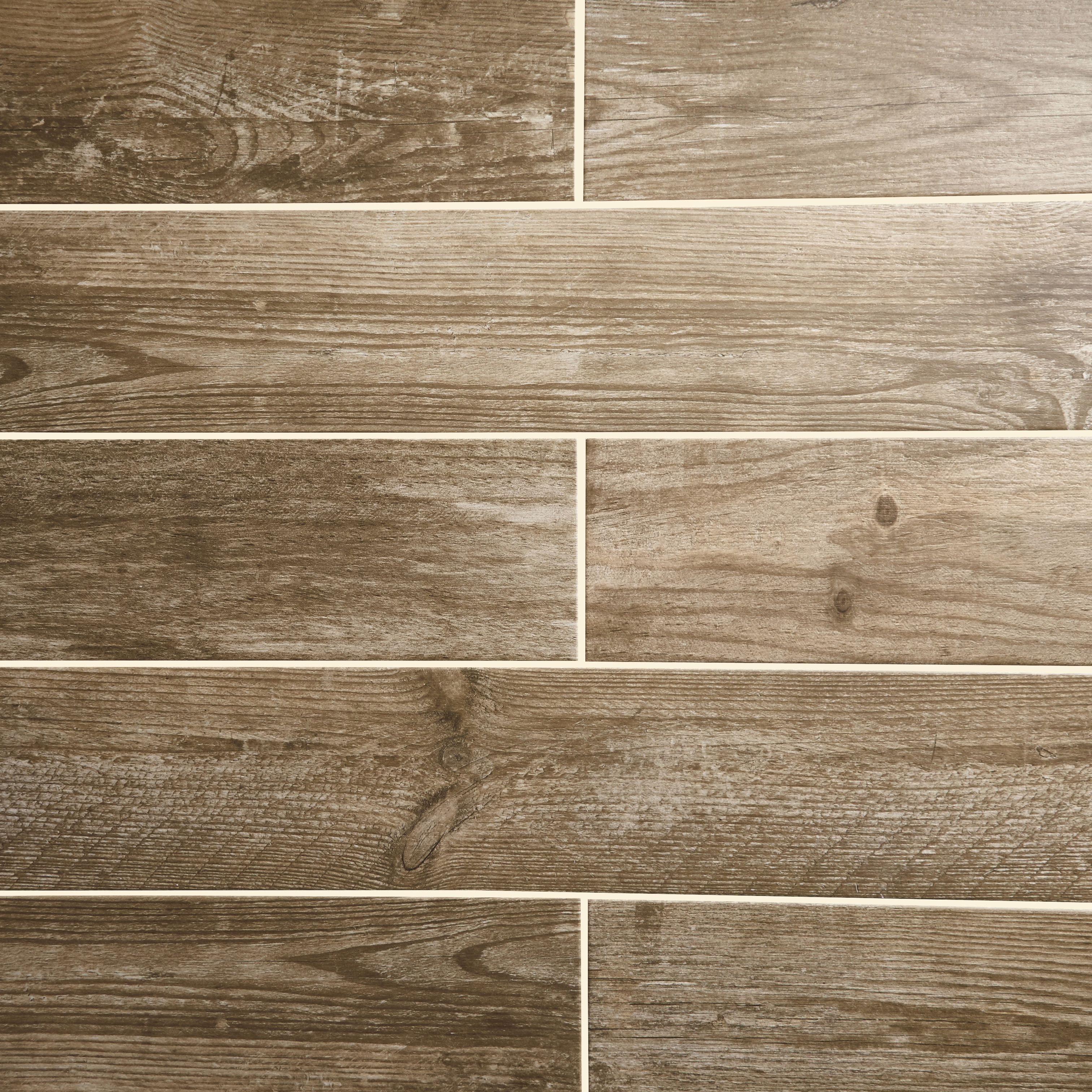 Colours Cotage wood Light brown Matt Wood effect Textured Porcelain Indoor Wall & floor Tile, Pack of 4, (L)1200mm (W)200mm