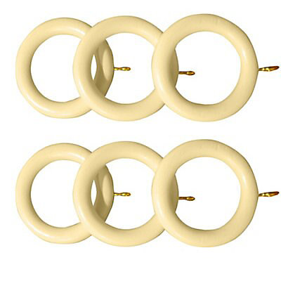 NATURAL 35MM- SMALL IRONMONGERY WORLD®10 X WOODEN WOOD CURTAIN POLE ROD RINGS WITH EYELET DRAPERY RINGS