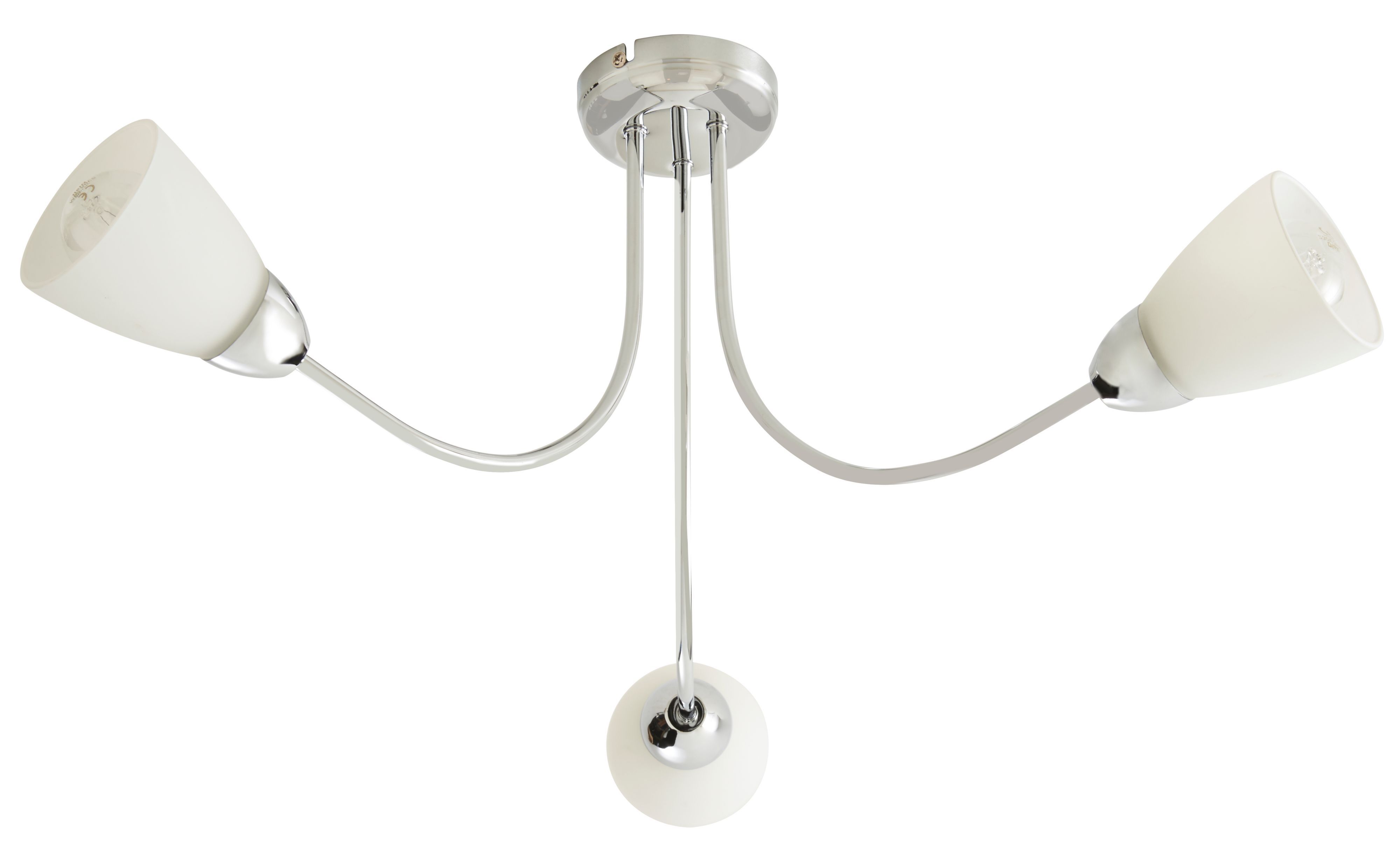 Colours Cura Brushed Glass & metal Chrome effect 3 Lamp Ceiling light
