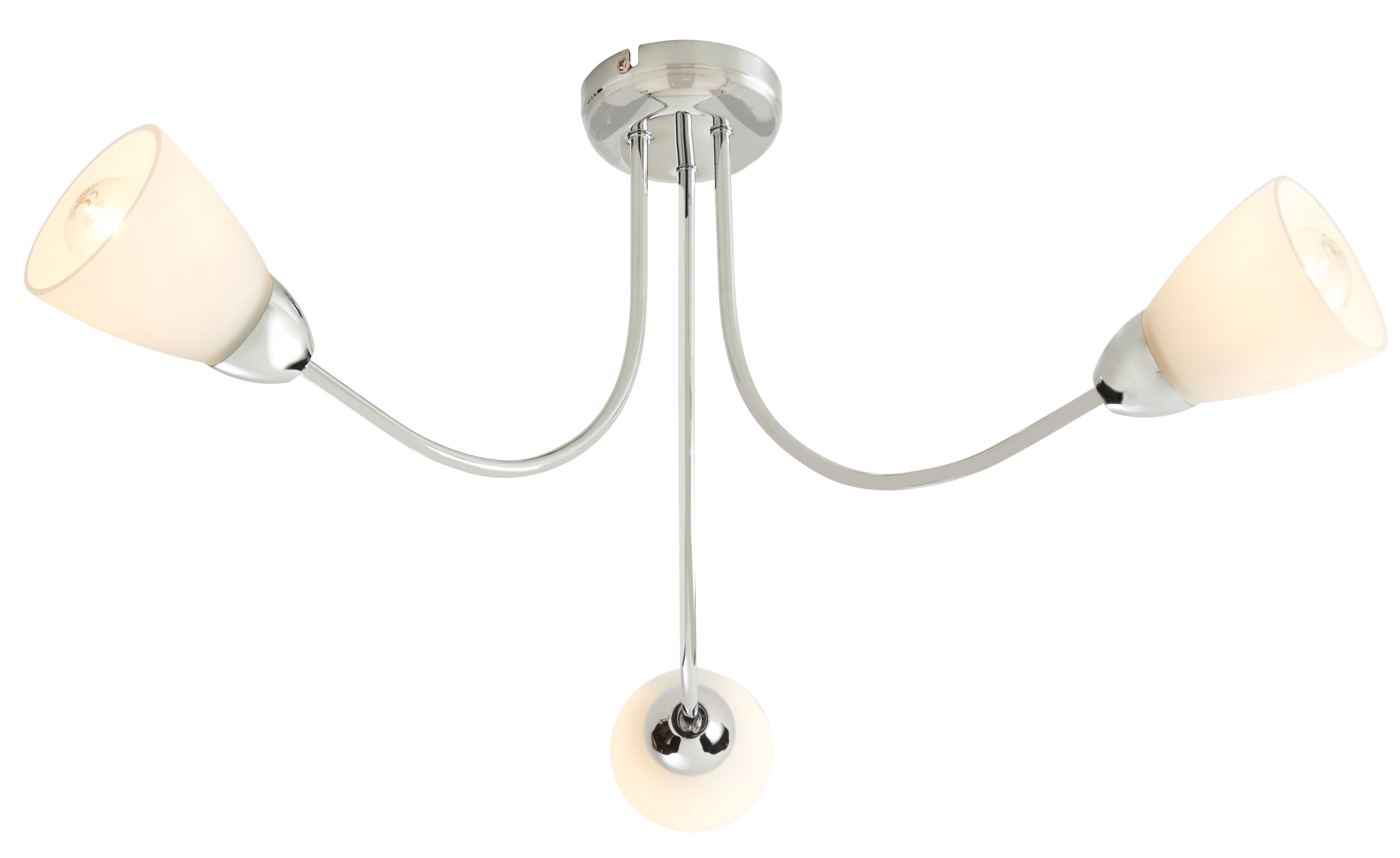 Colours Cura Brushed Glass & metal Chrome effect 3 Lamp Ceiling light
