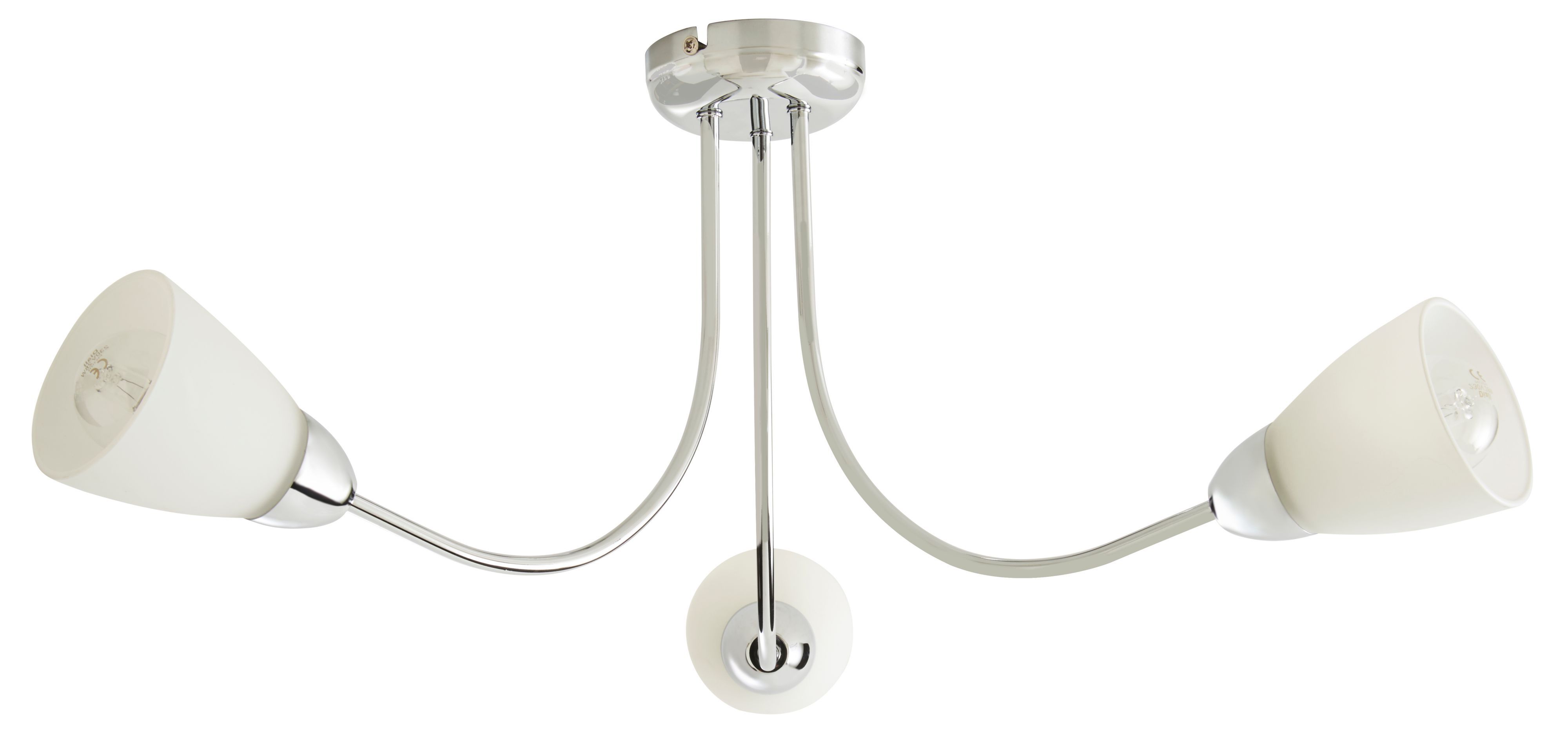 Colours Cura Brushed Glass & metal Chrome effect 3 Lamp Ceiling light