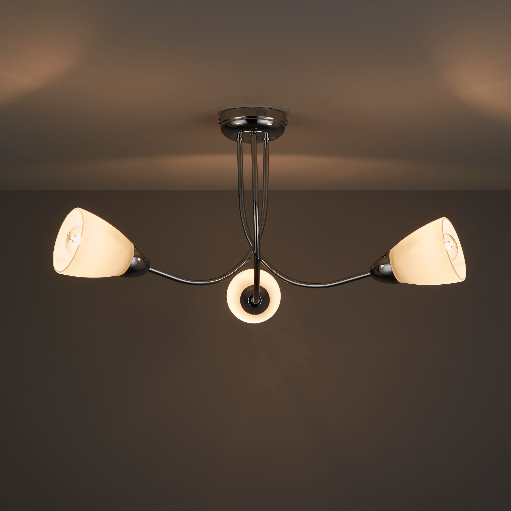 Colours Cura Brushed Glass & metal Chrome effect 3 Lamp Ceiling light