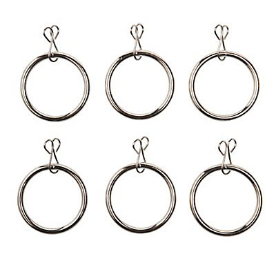 Pack of 6 Stainless steel for 16/19mm Pole B&Q Colours metal Curtain Rings 