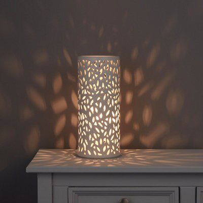 Colours Cyro Cut-out leaf Matt Cream Table lamp