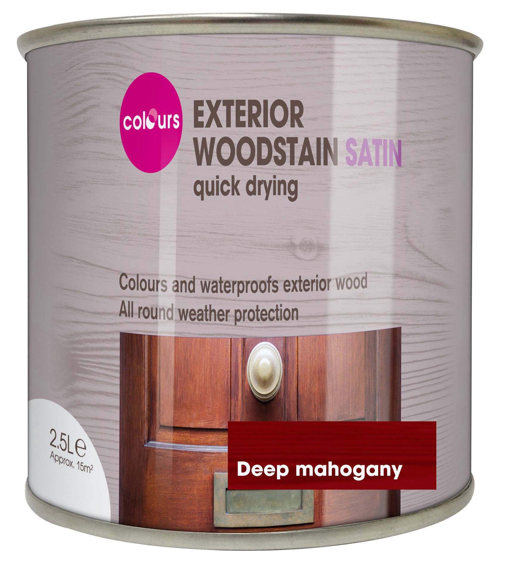 Colours Deep mahogany Satin Doors & windows Wood stain, 2.5L