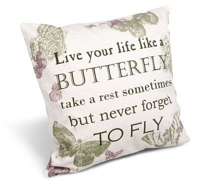Colours Delphine ‘Live your life’ slogan Natural Cushion (L)45cm x (W)45cm