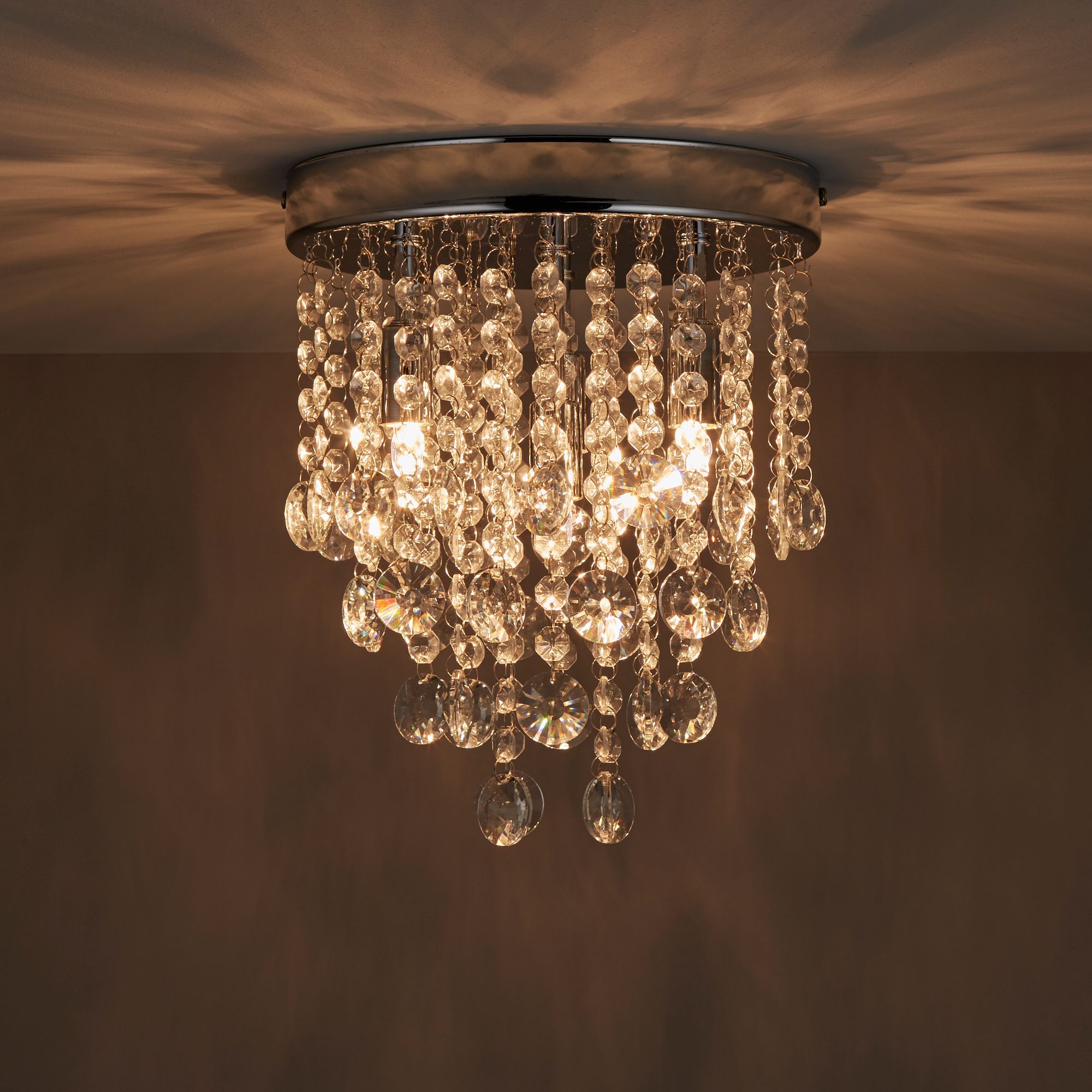 Colours Deltana Brushed Glass & metal Chrome effect 4 Lamp Ceiling light
