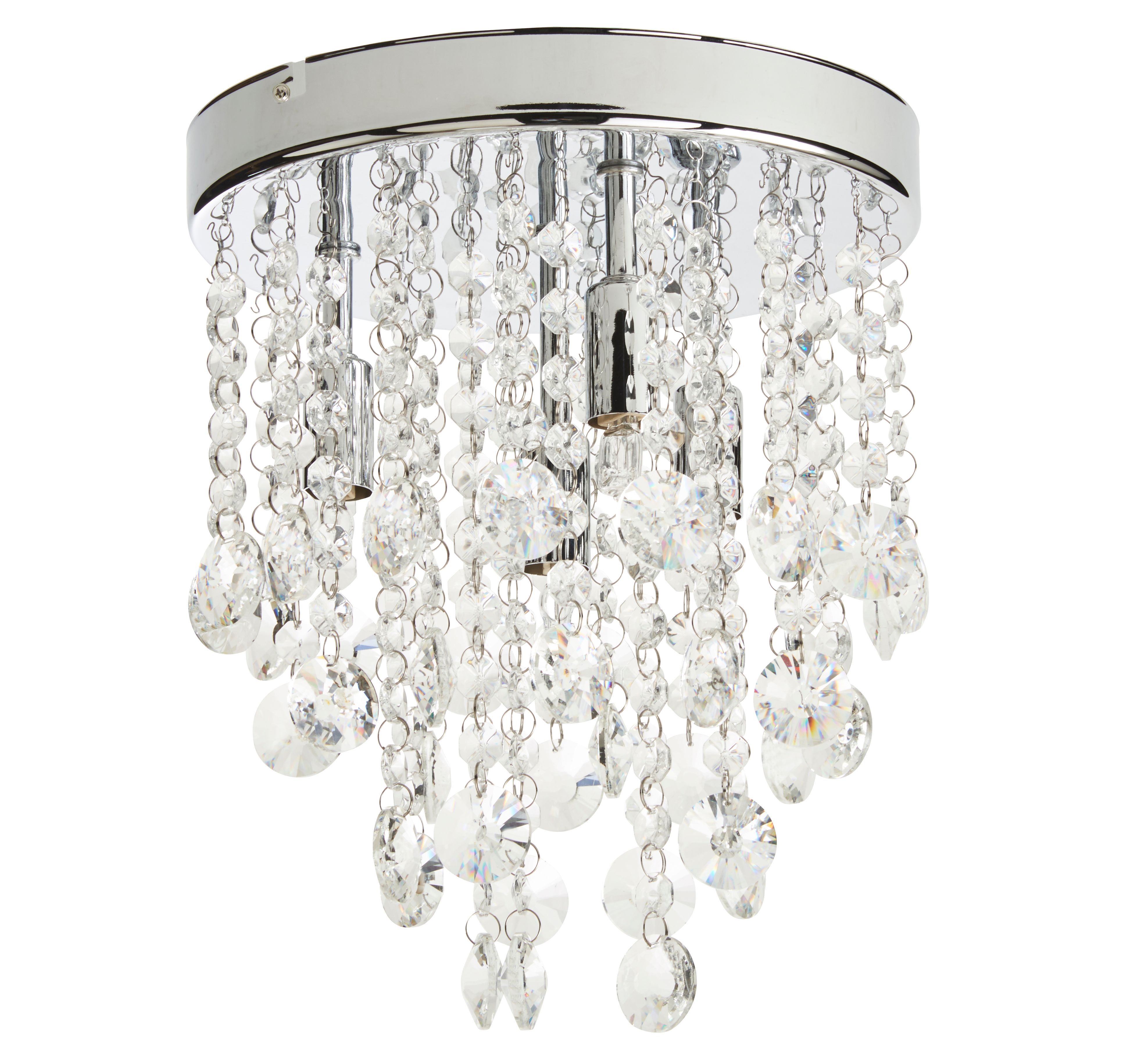 Colours Deltana Brushed Glass & metal Chrome effect 4 Lamp Ceiling light