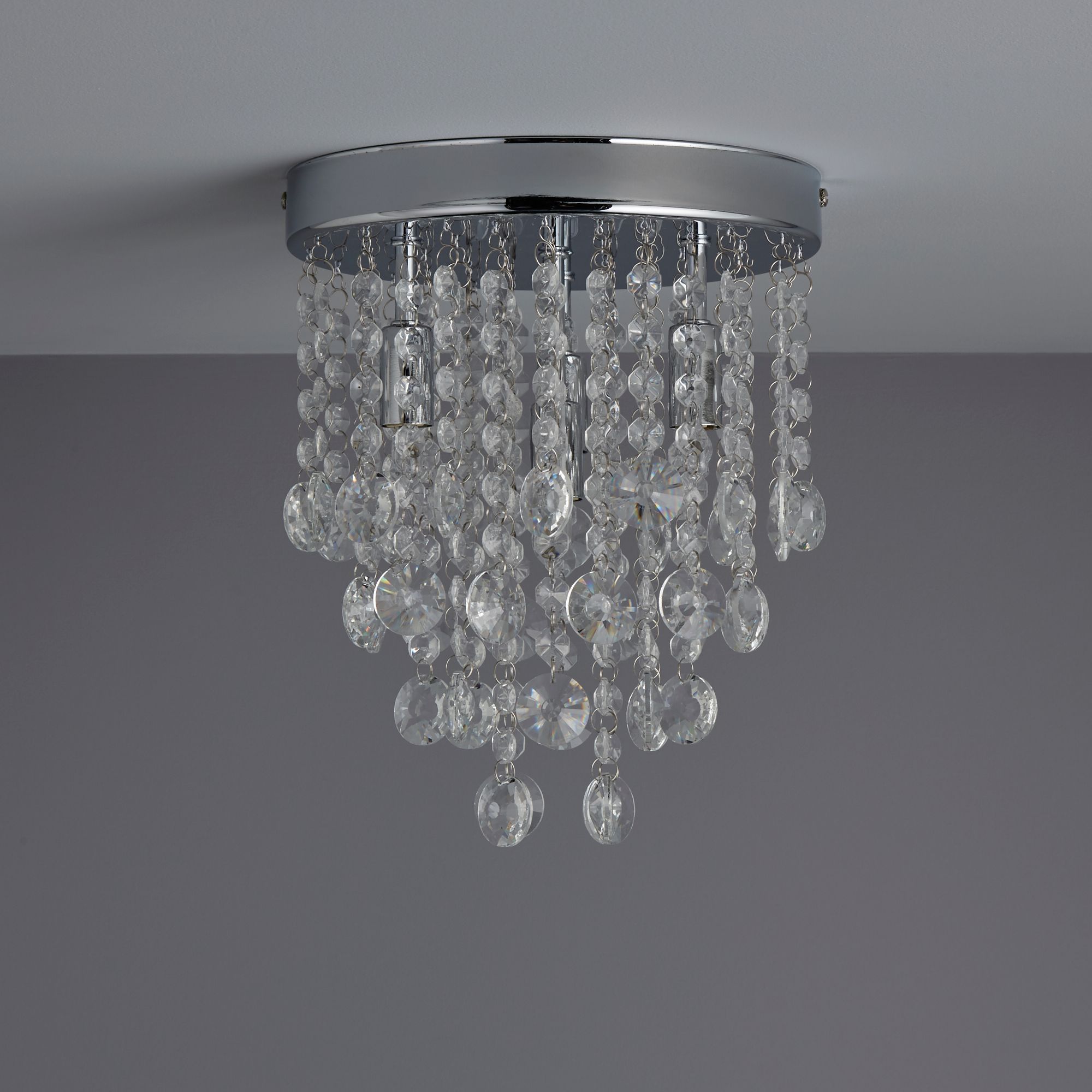 Colours Deltana Brushed Glass & metal Chrome effect 4 Lamp Ceiling light