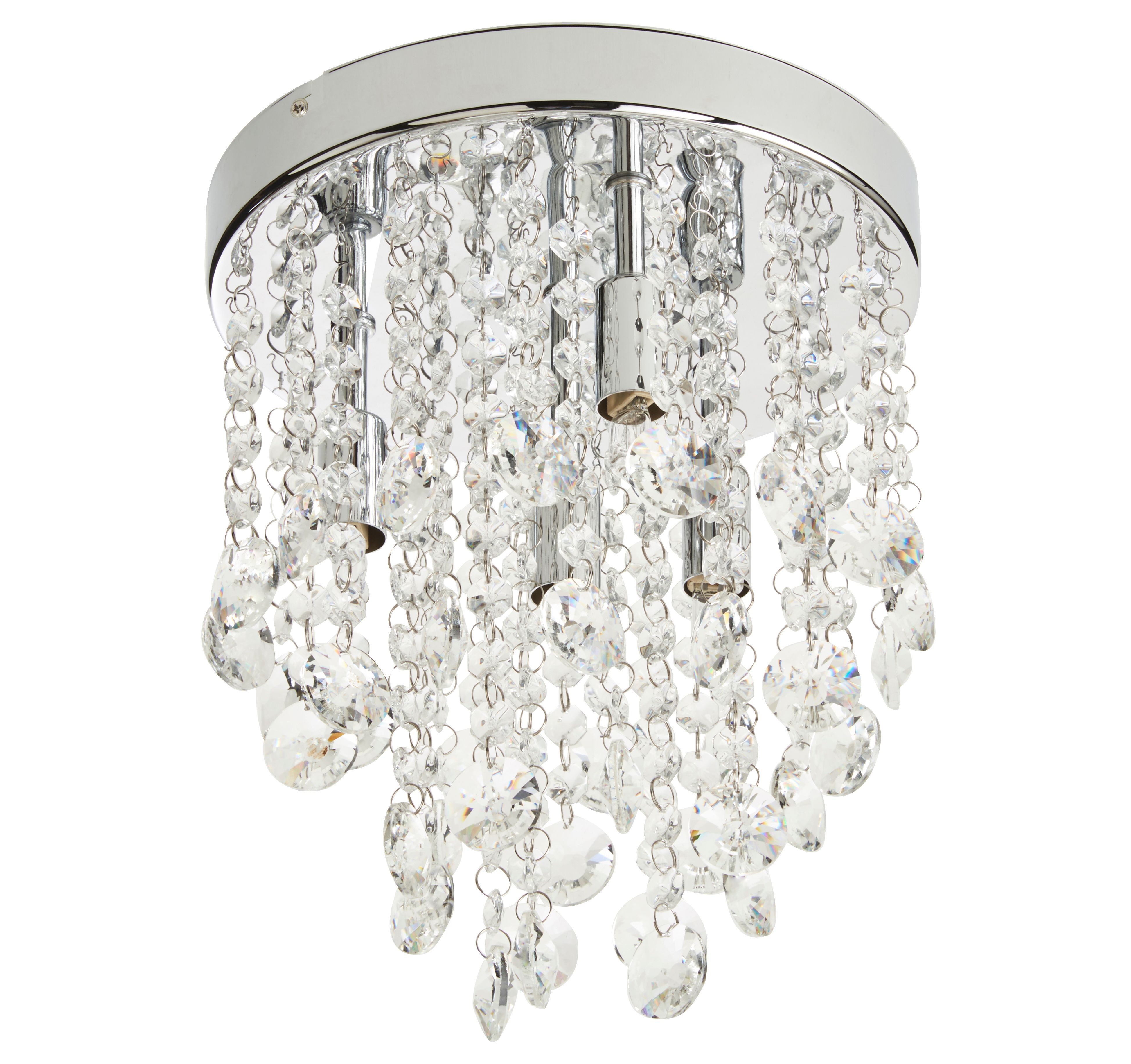 Colours Deltana Brushed Glass & metal Chrome effect 4 Lamp Ceiling light