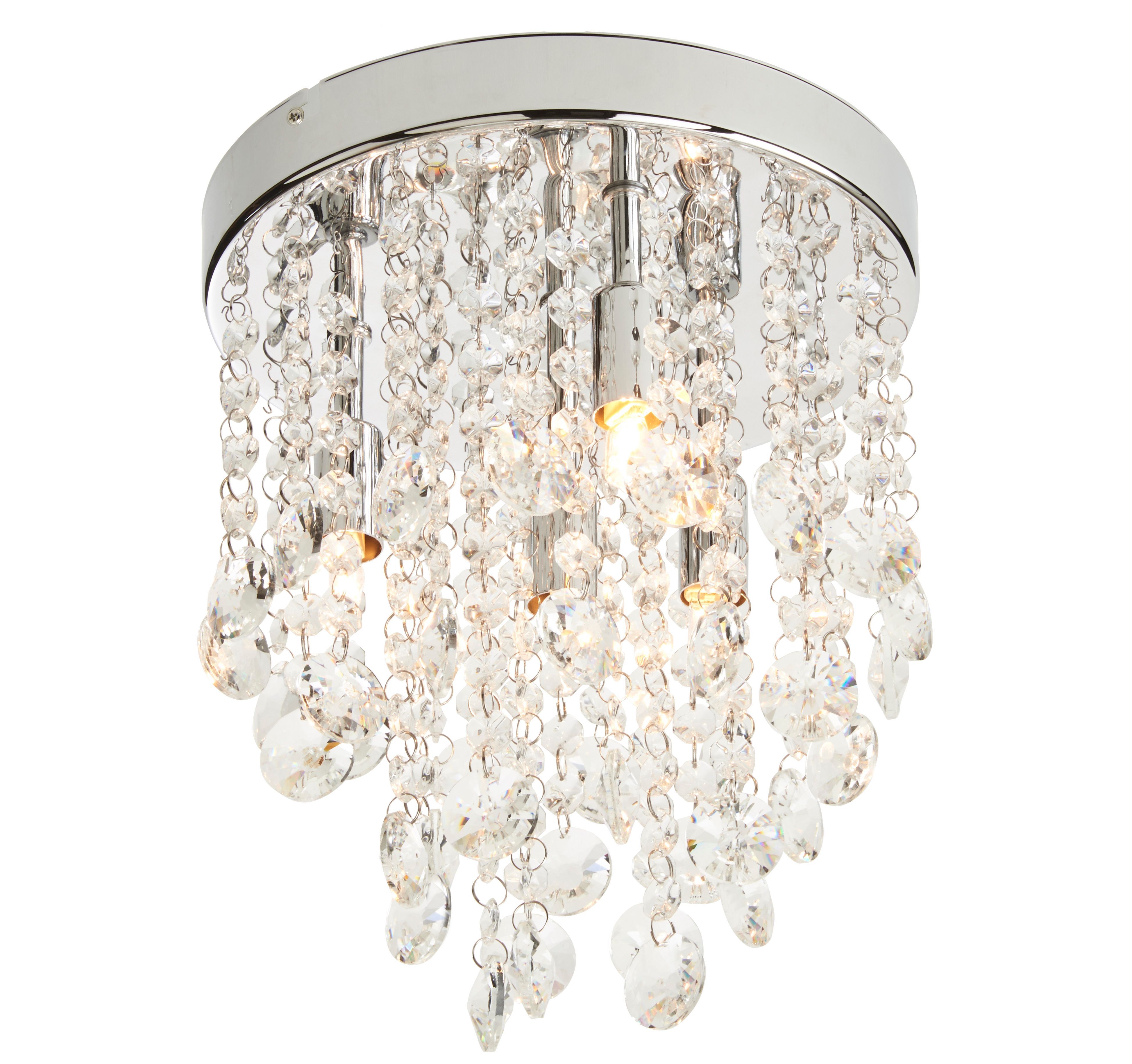 Colours Deltana Brushed Glass & metal Chrome effect 4 Lamp Ceiling light